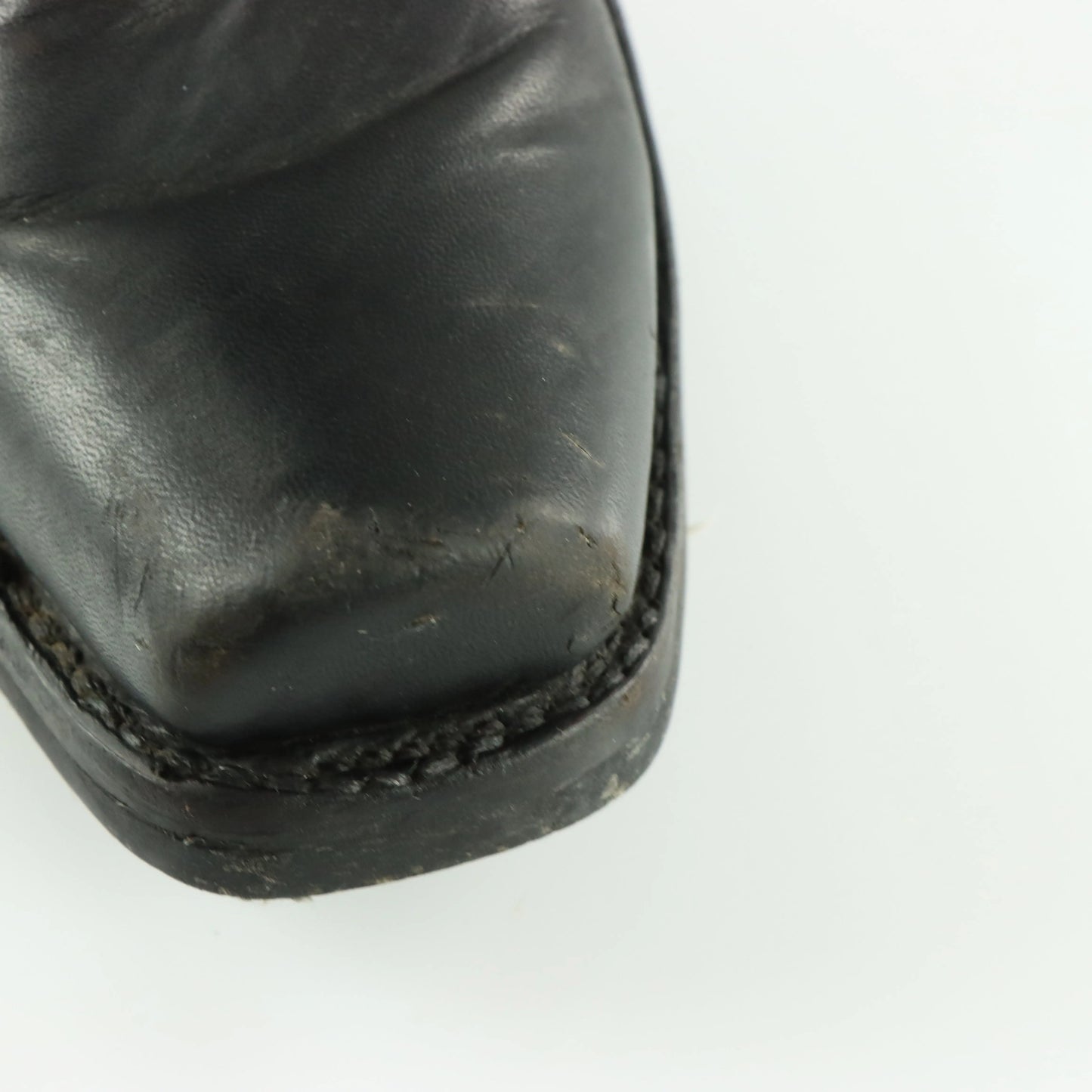 FRYE Black & Silver Harness Leather Motorcycle Boots (9.5) Vintage Sole Melbourne