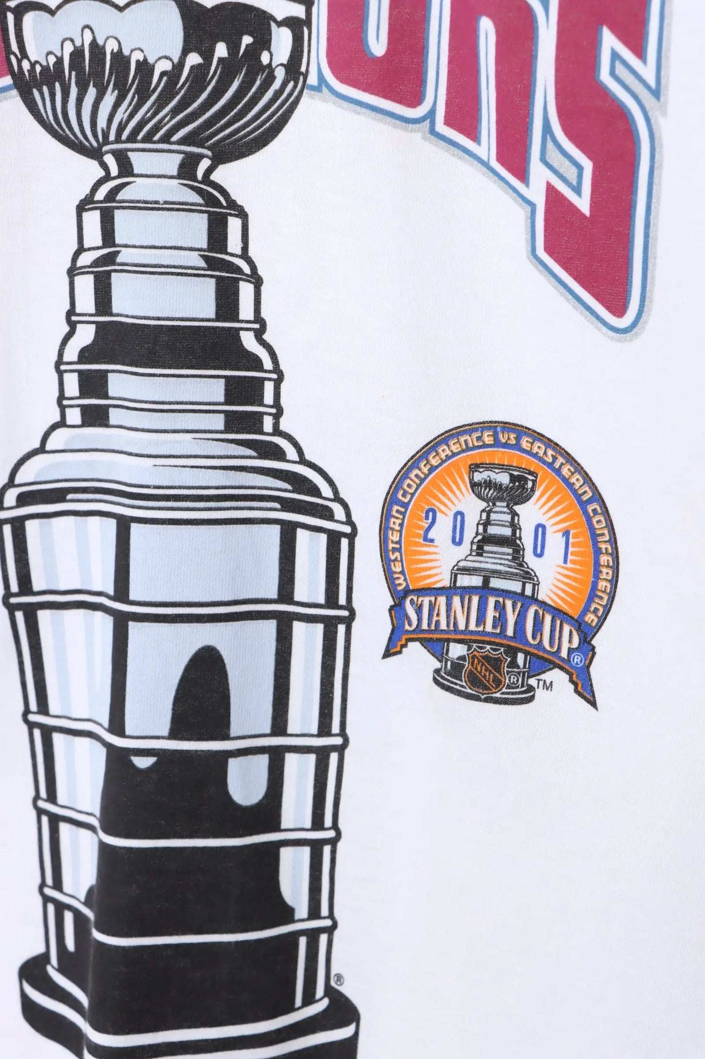 Stanley Cup Champions 2001 Colorado Avalanche NHL Hockey White T-Shirt (XL-XXL) Vintage Sole Melbourne