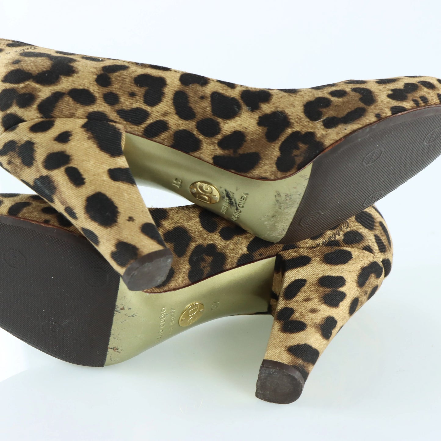 DOLCE & GABBANA Leopard Print Peep Toe Pump Heels (37) Vintage Sole Melbourne