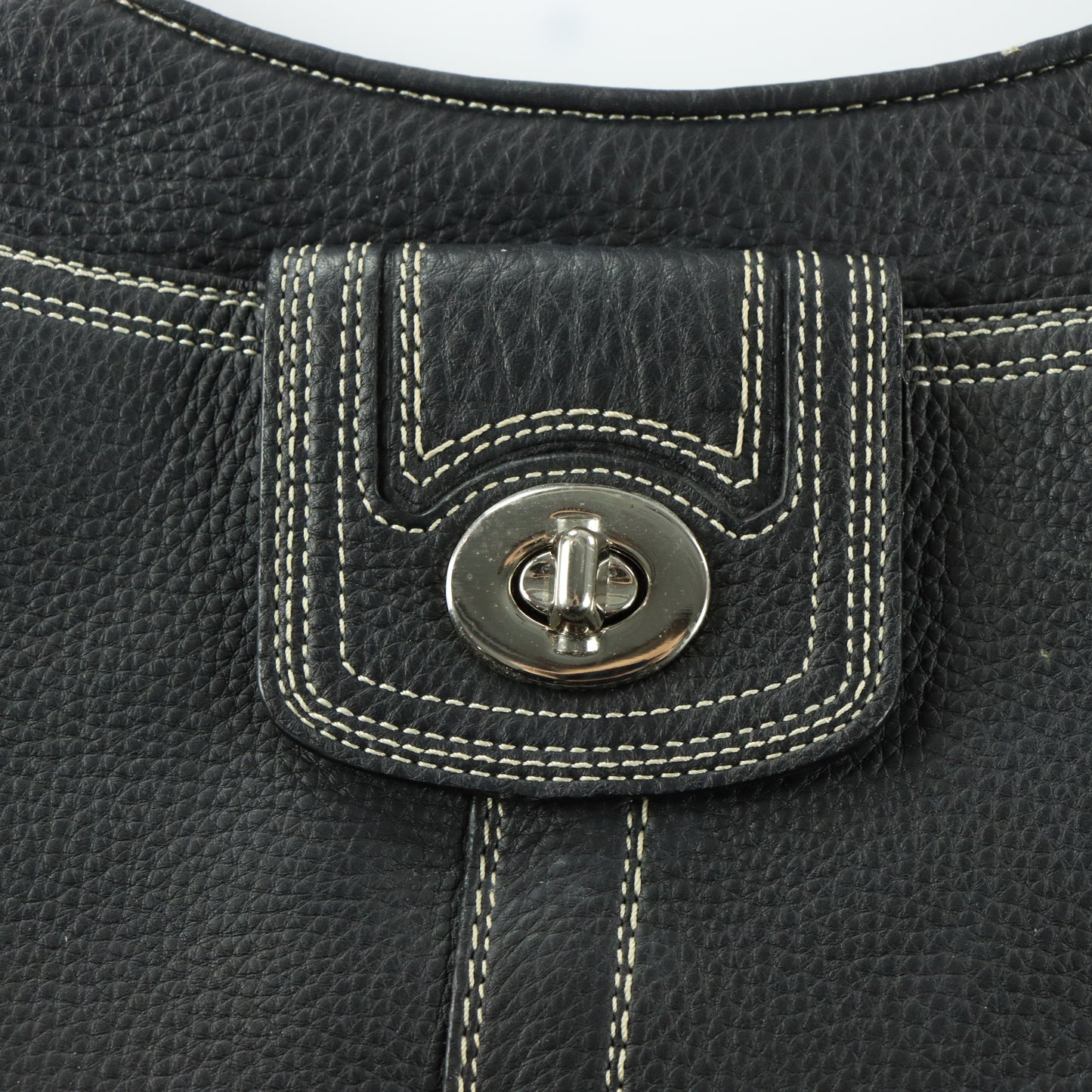 COACH Hamilton Black Pebble Leather Turn-Lock Hobo Bag F13956