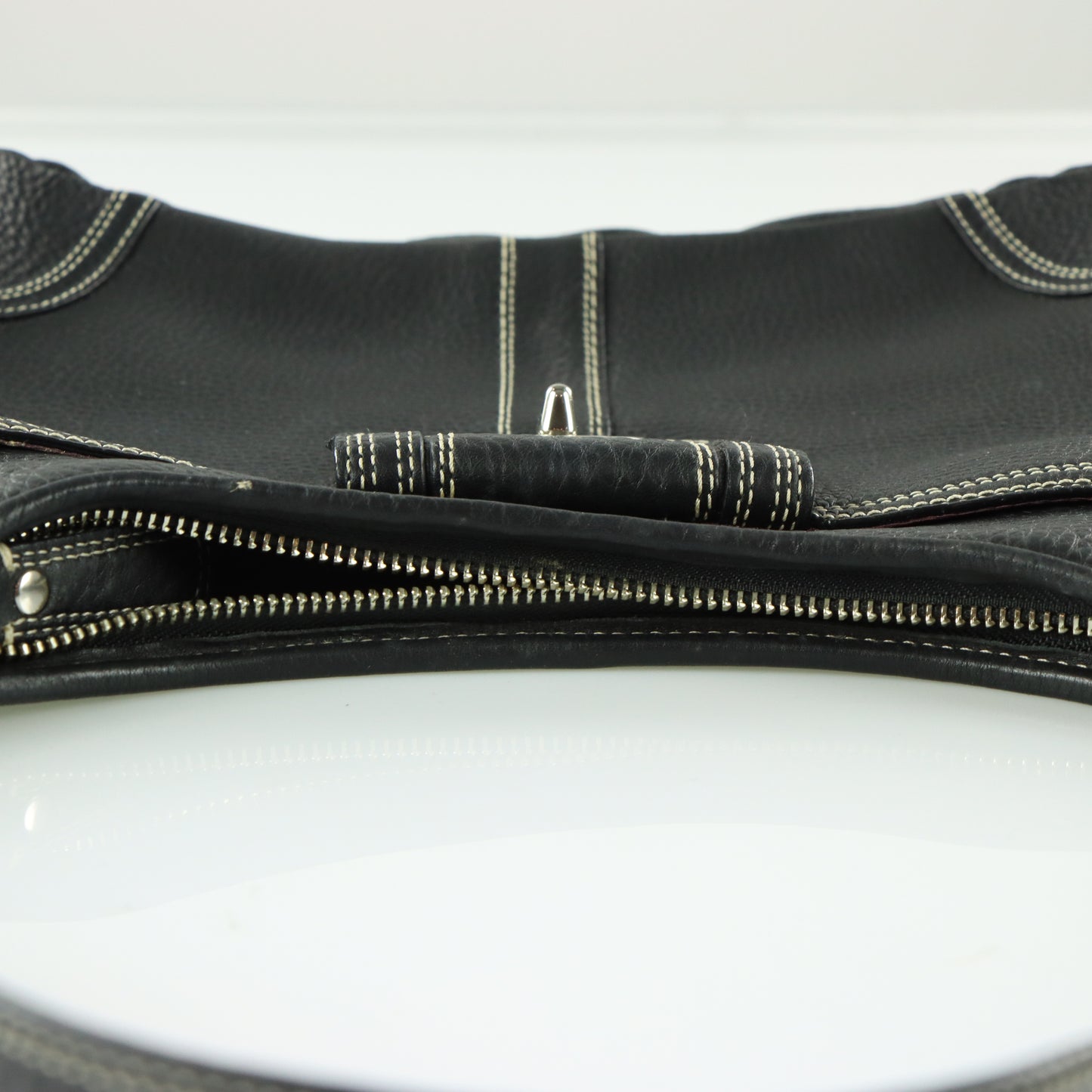 COACH Hamilton Black Pebble Leather Turn-Lock Hobo Bag F13956
