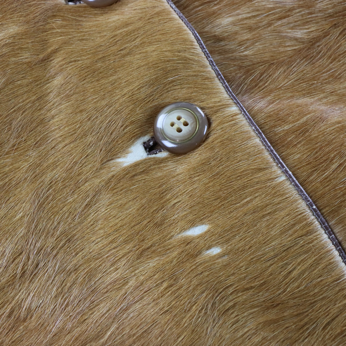 Vintage Light Brown Pony Hair Leather Side Pleat Long Coat (M) ***COCO Vintage Sole Melbourne