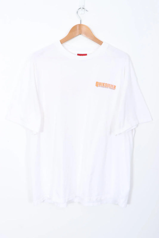 QUIKSILVER Boarding Company Front Back Spell Out Surf T-Shirt (XL) Vintage Sole Melbourne