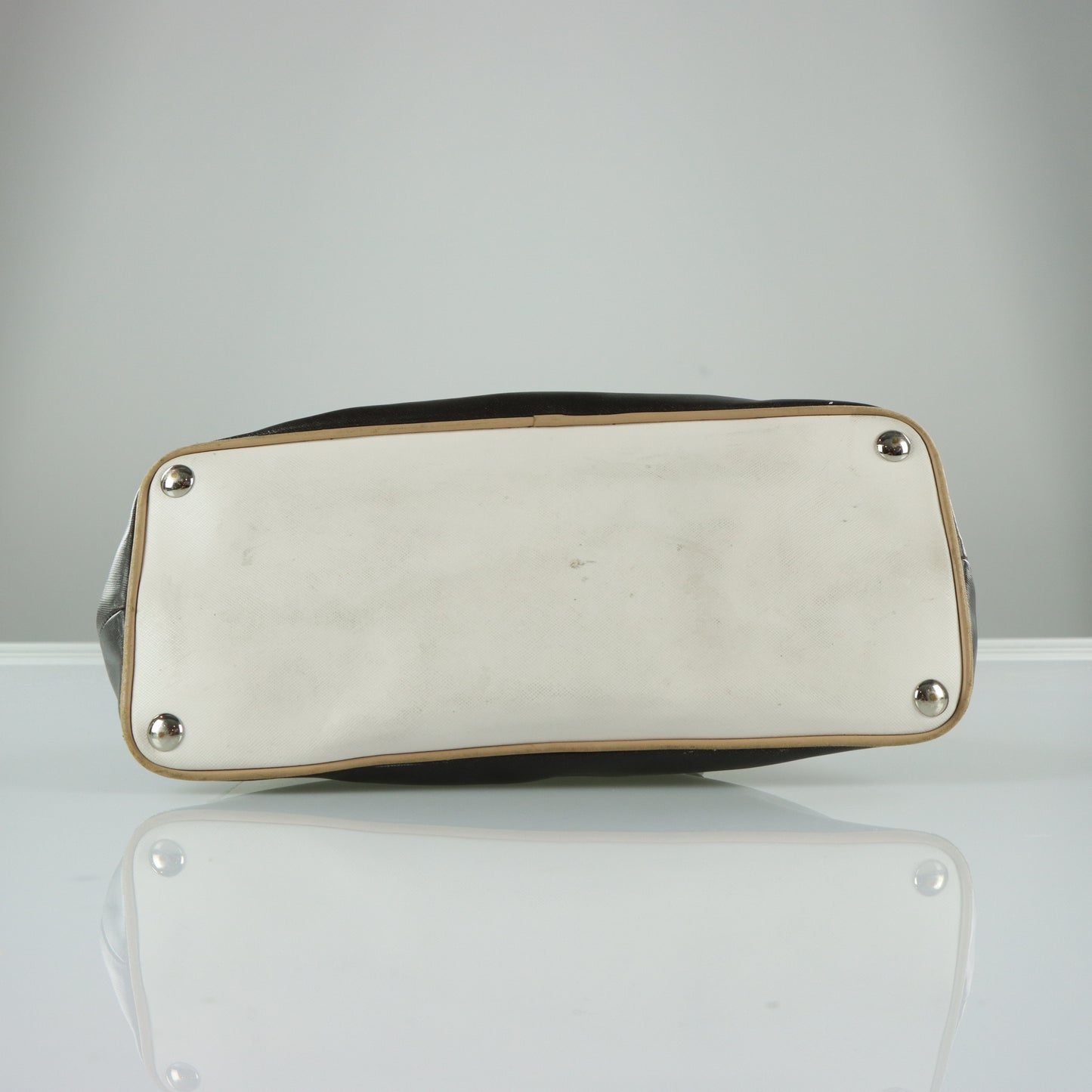 COACH 'Peyton Cora' Domed Black & White Ombre Leather Handbag