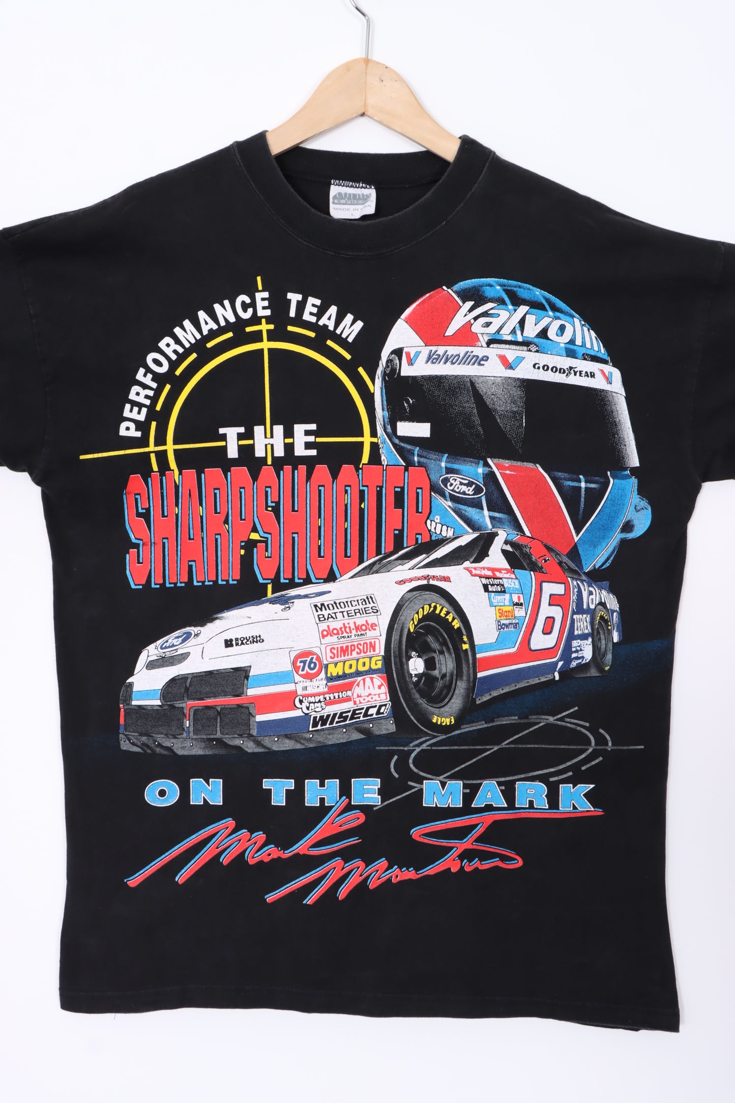 NASCAR 1995 Mark Martin 'Sharp Shooter' All Over T-Shirt USA Made (L)