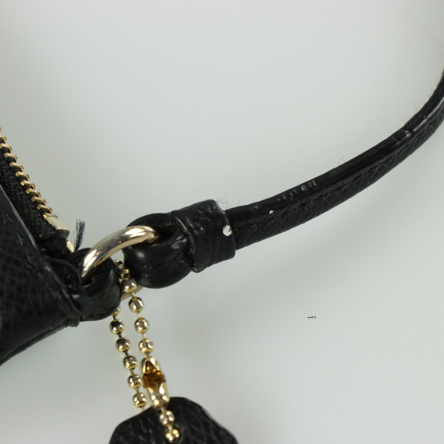 COACH Black Crinkle Leather Zip Up Wristlet Purse