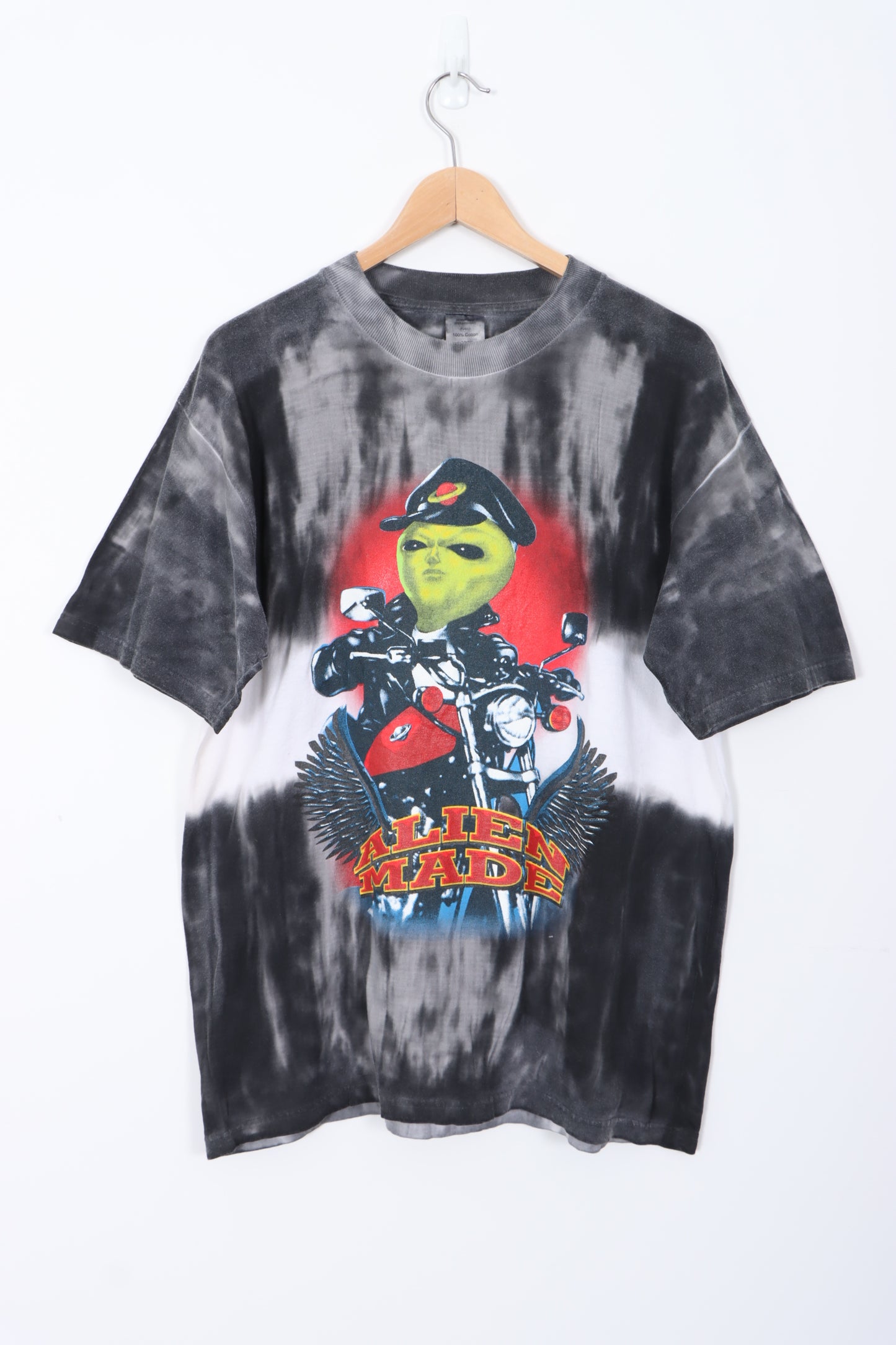 Tie Dye 'Alien Made' Graphic Print T-Shirt (L)