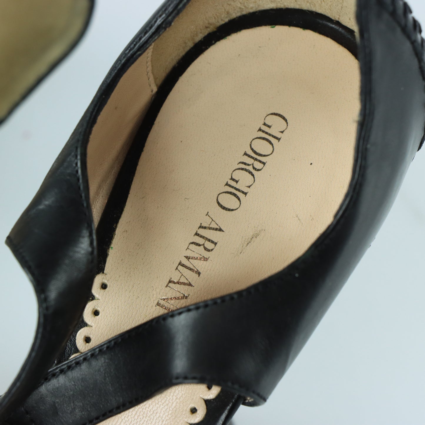 GIORGIO ARMANI Stitch Detailed Black Italy Made Pump Heels (36)