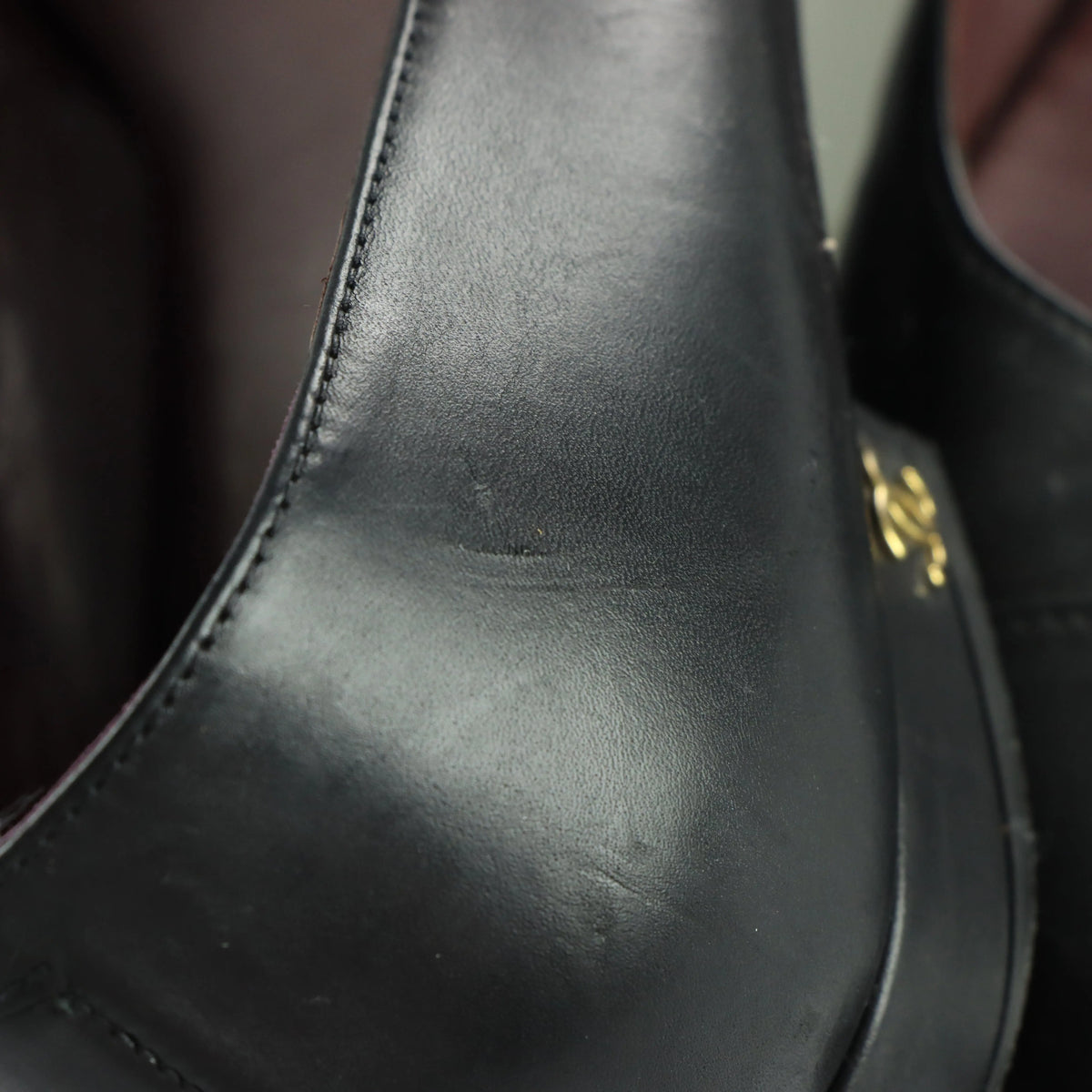 CHANEL Black & Gold 'CC' Logo Classic Ballet Flats (36.5) Vintage Sole Melbourne