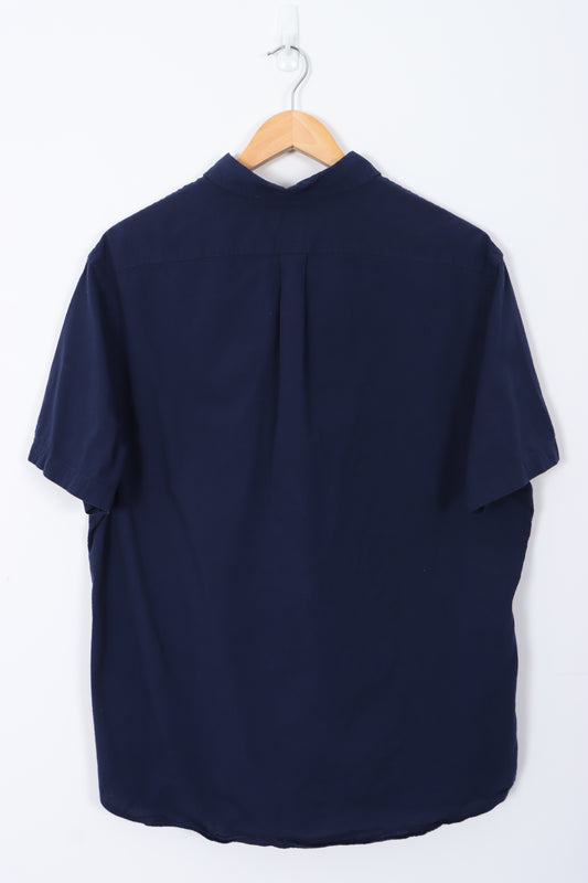 RALPH LAUREN 'Untucked Fit' Navy Short Sleeve Shirt (XL)