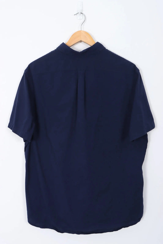 RALPH LAUREN 'Untucked Fit' Navy Short Sleeve Shirt (XL) Vintage Sole Melbourne
