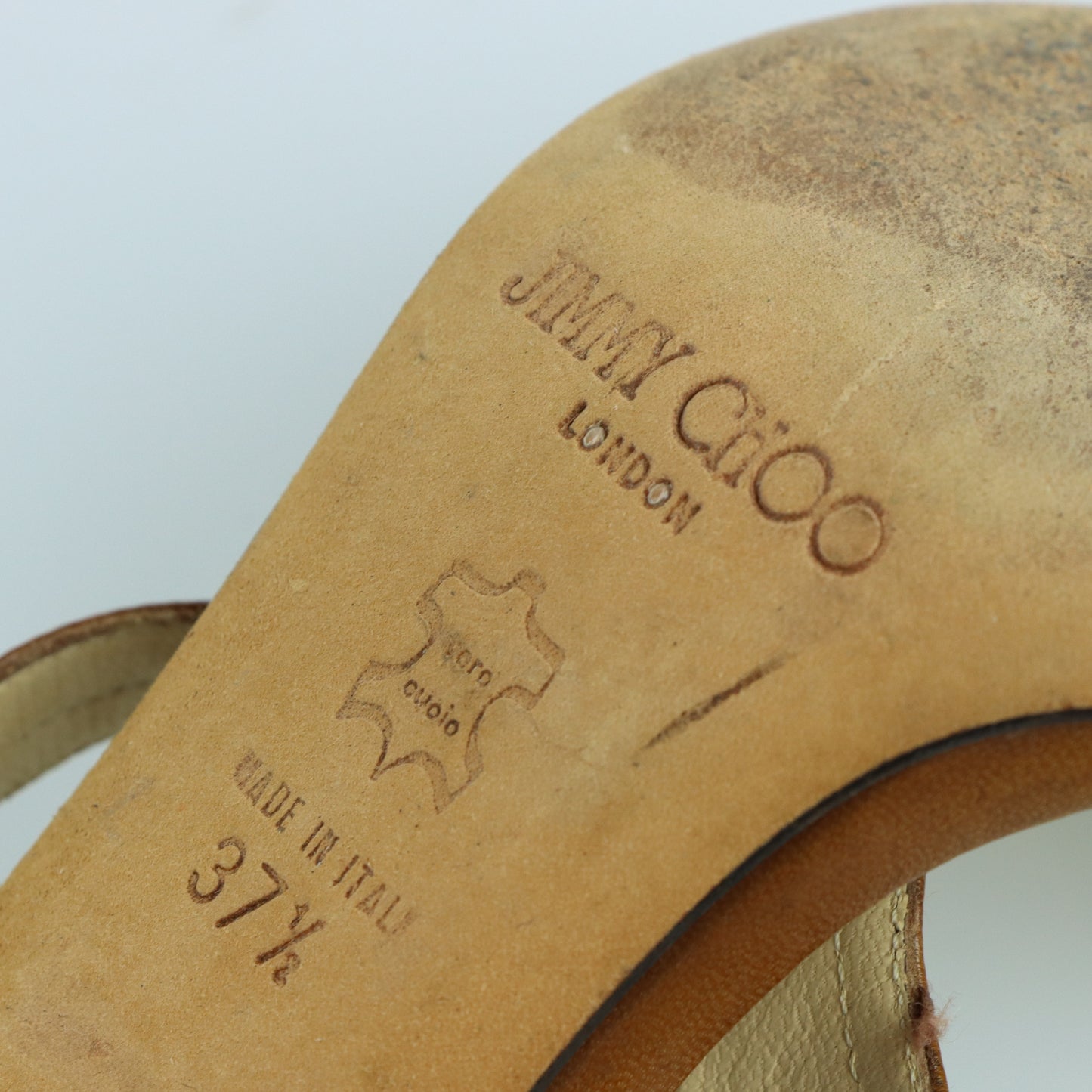 JIMMY CHOO Brown Leather Strappy Adjustable Buckle Heels Italian Made (37.5)