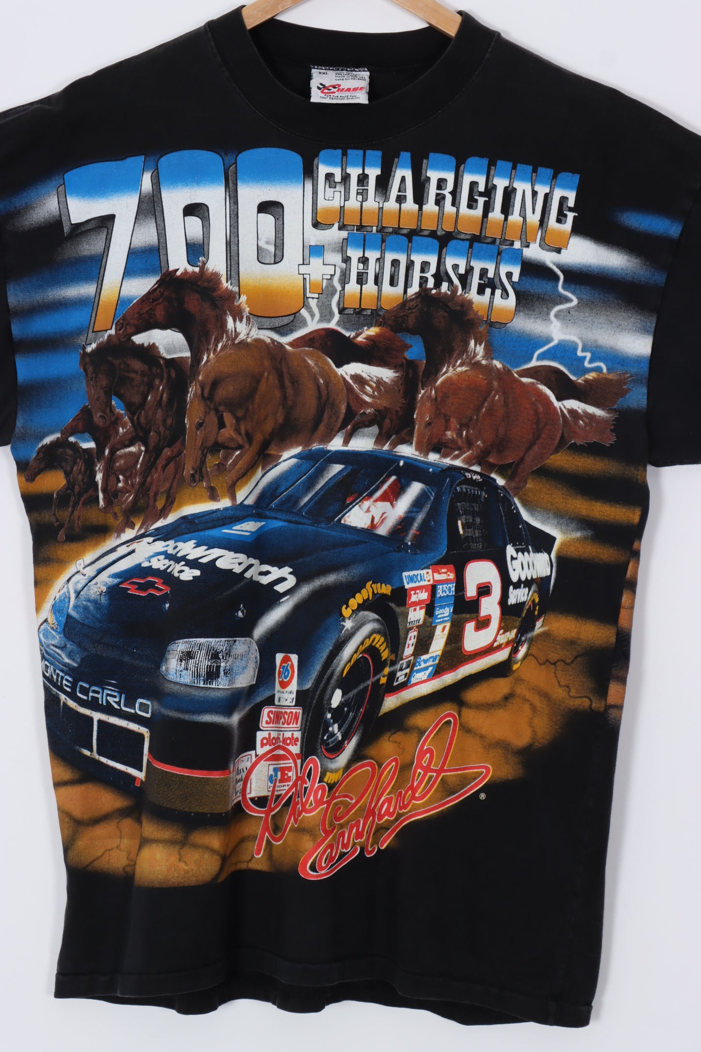 1997 Vintage NASCAR Dale Earnhardt Horses All Over Racing Tee (XL-XXL)