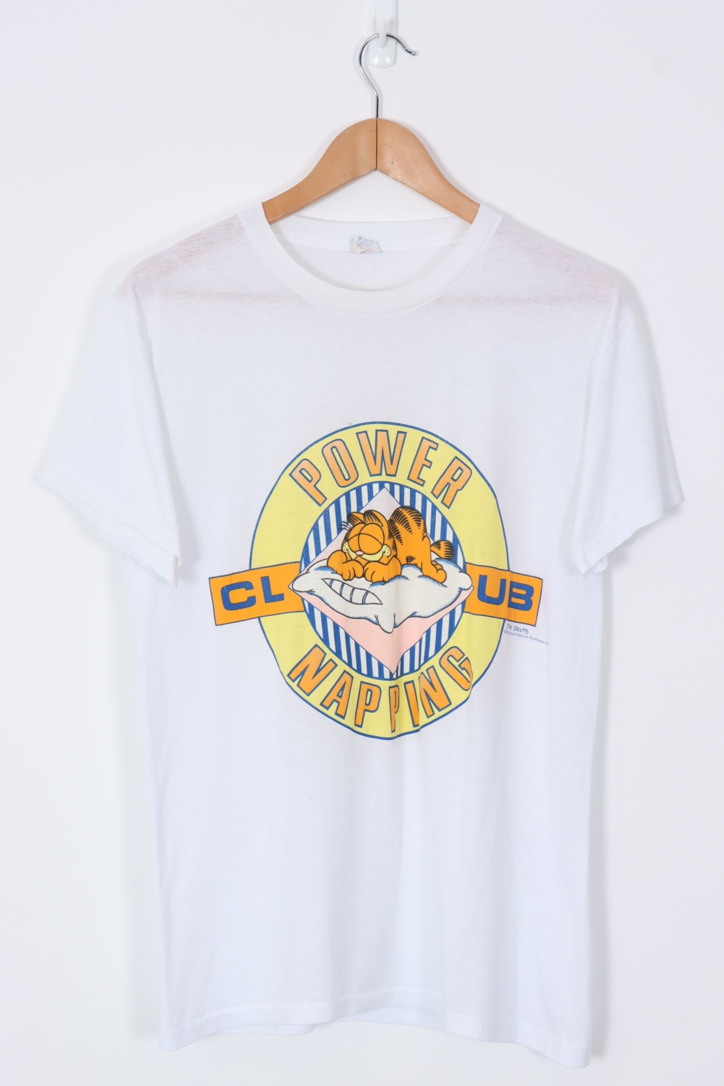 1978 Vintage GARFIELD Power Napping Club Paper Thin 50/50 Tee (S-M)
