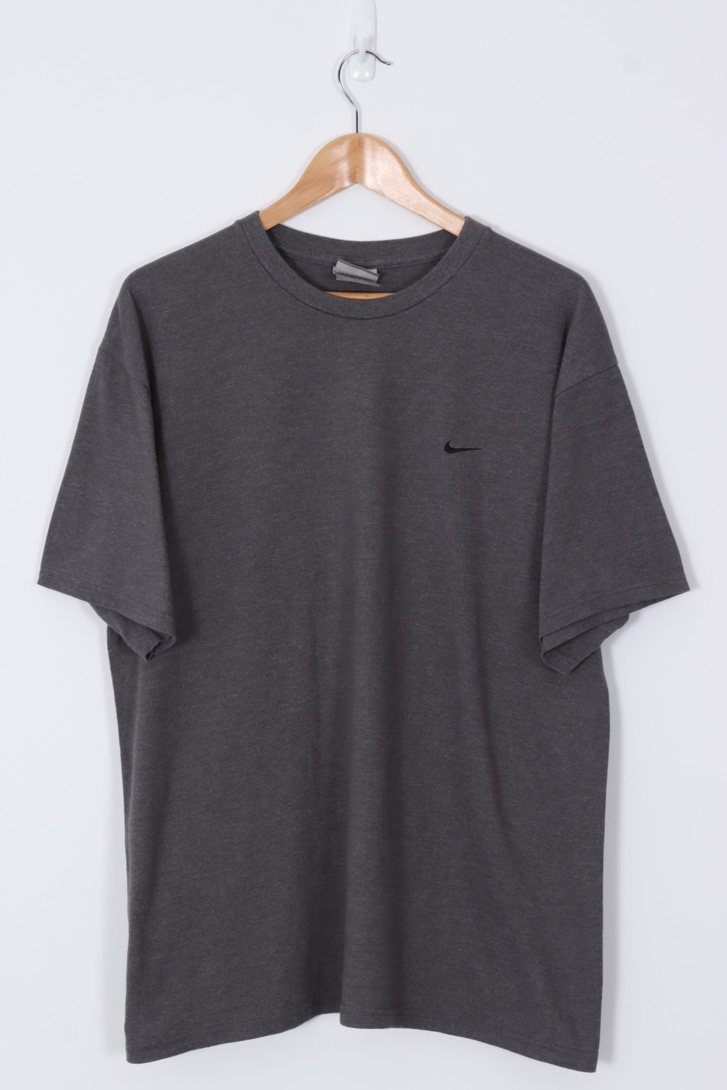 NIKE Grey & Black Embroidered Swoosh Classic Tee (L-XL)