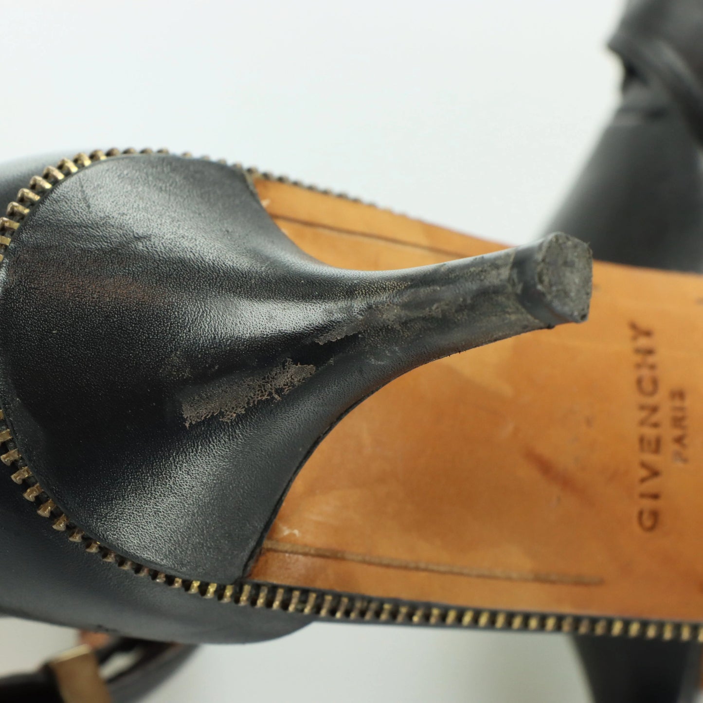 GIVENCHY Zipper Trim Ankle Cuff Italy Made Sandal Heels (39.5) Vintage Sole Melbourne
