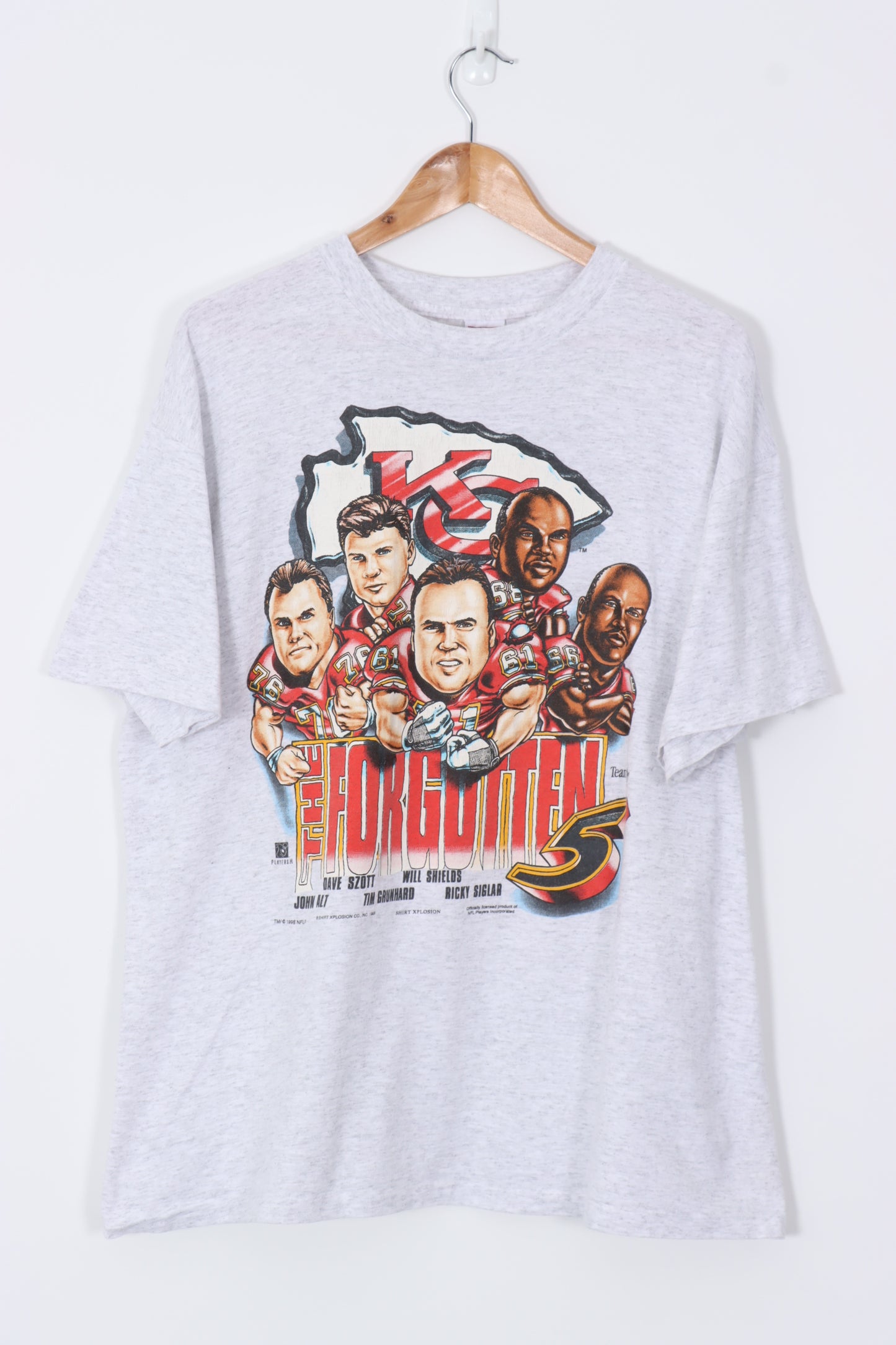 1995 VINTAGE NFL The Forgotten 5 Kansas City Chiefs Lineman T-Shirt (XL)