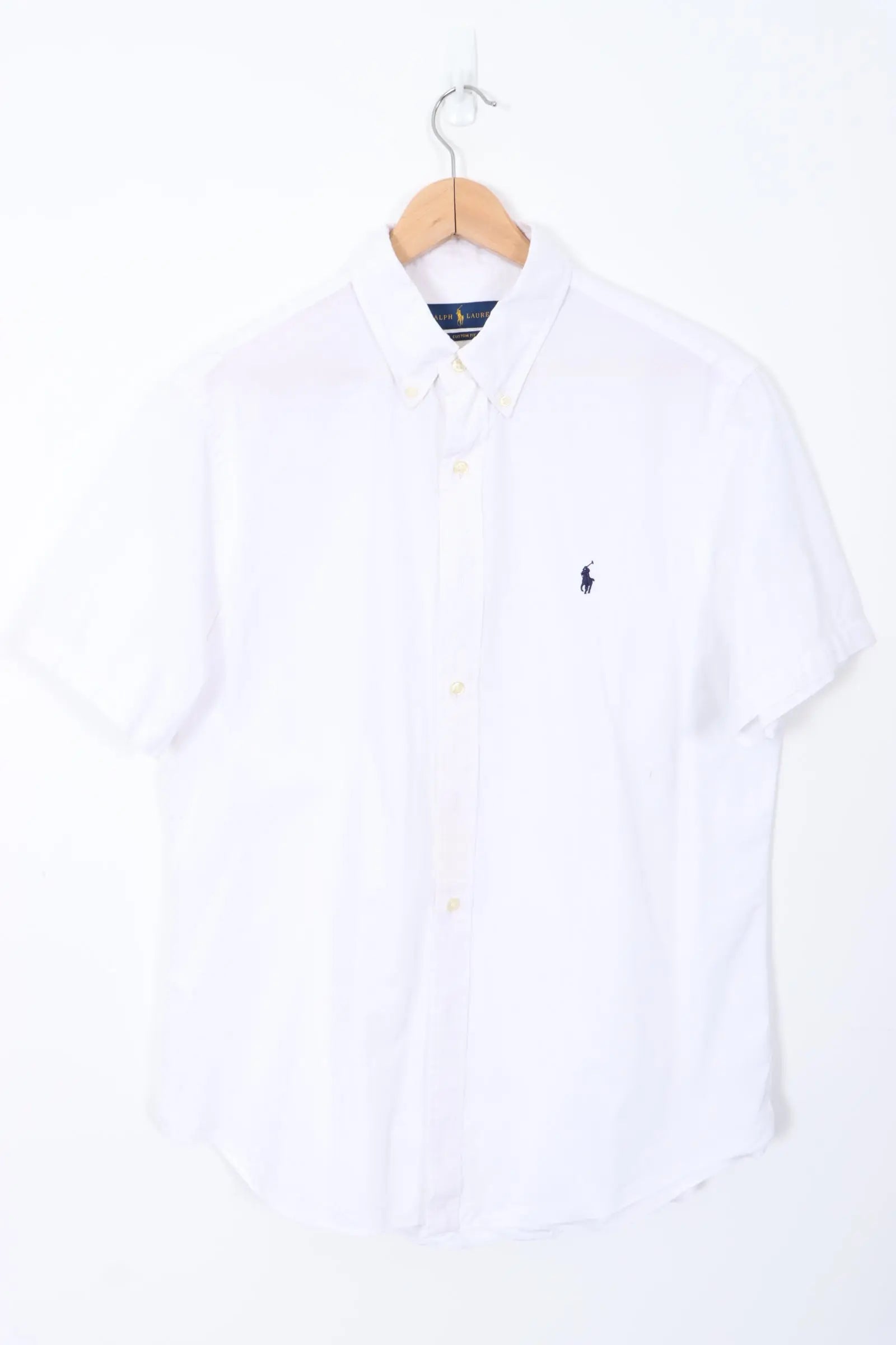 RALPH LAUREN 'Custom Fit' Short Sleeve White Shirt (M-L) – Vintage