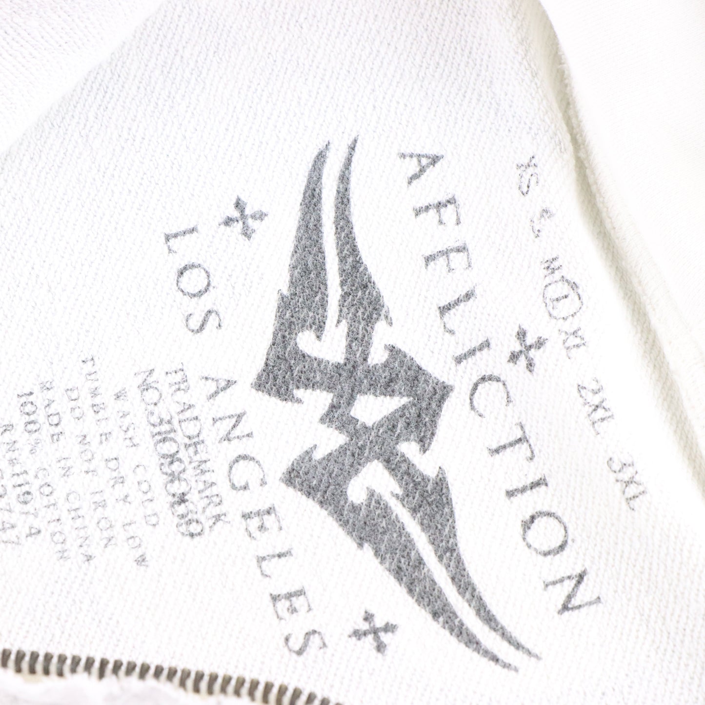 Vintage AFFLICTION Y2K White Zip Up Hooded Sweatshirt *Aubs Vintage Sole Melbourne