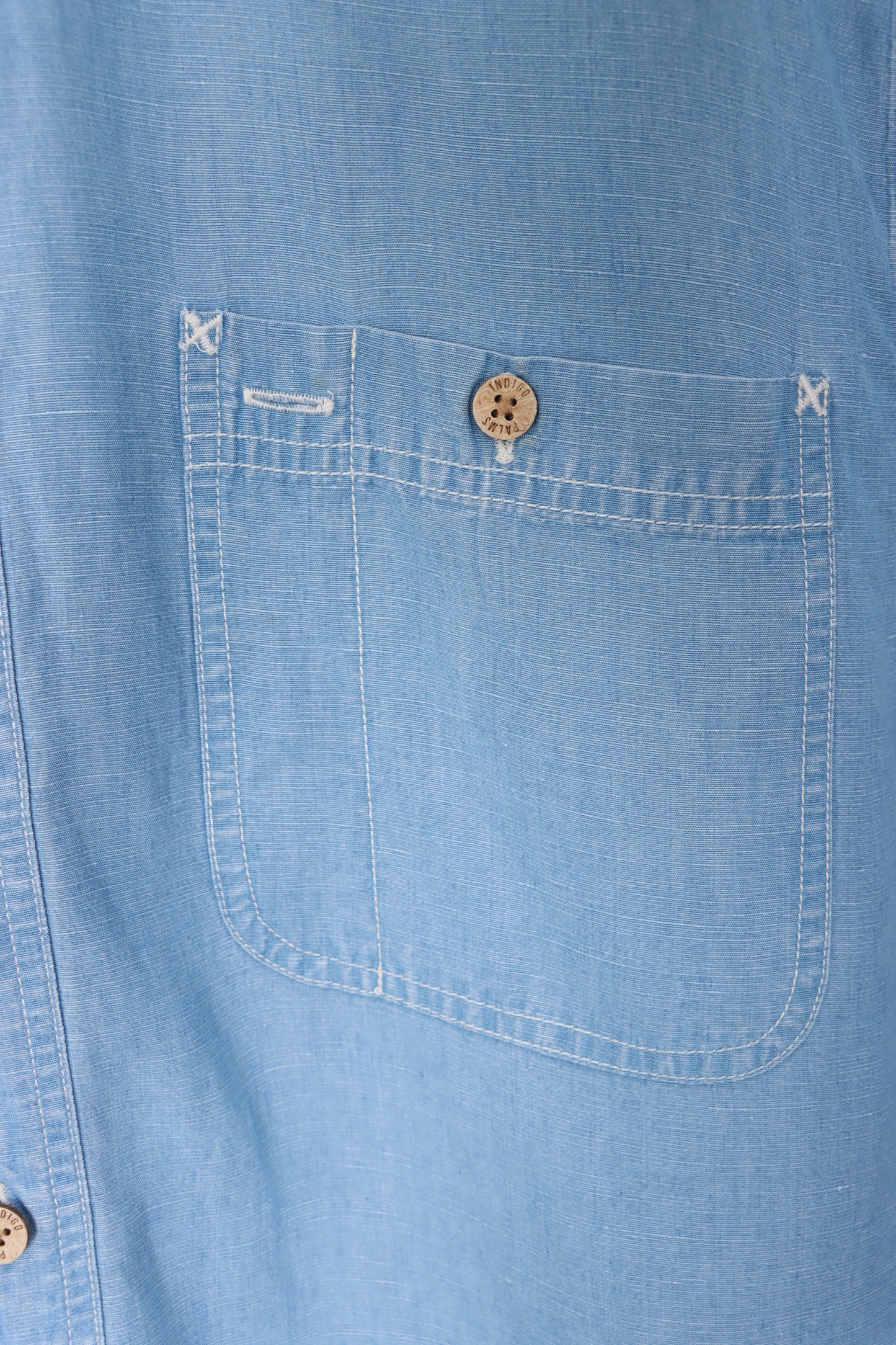 INDIGO PALMS Denim Company Short Sleeve Linen Blend Shirt (M)