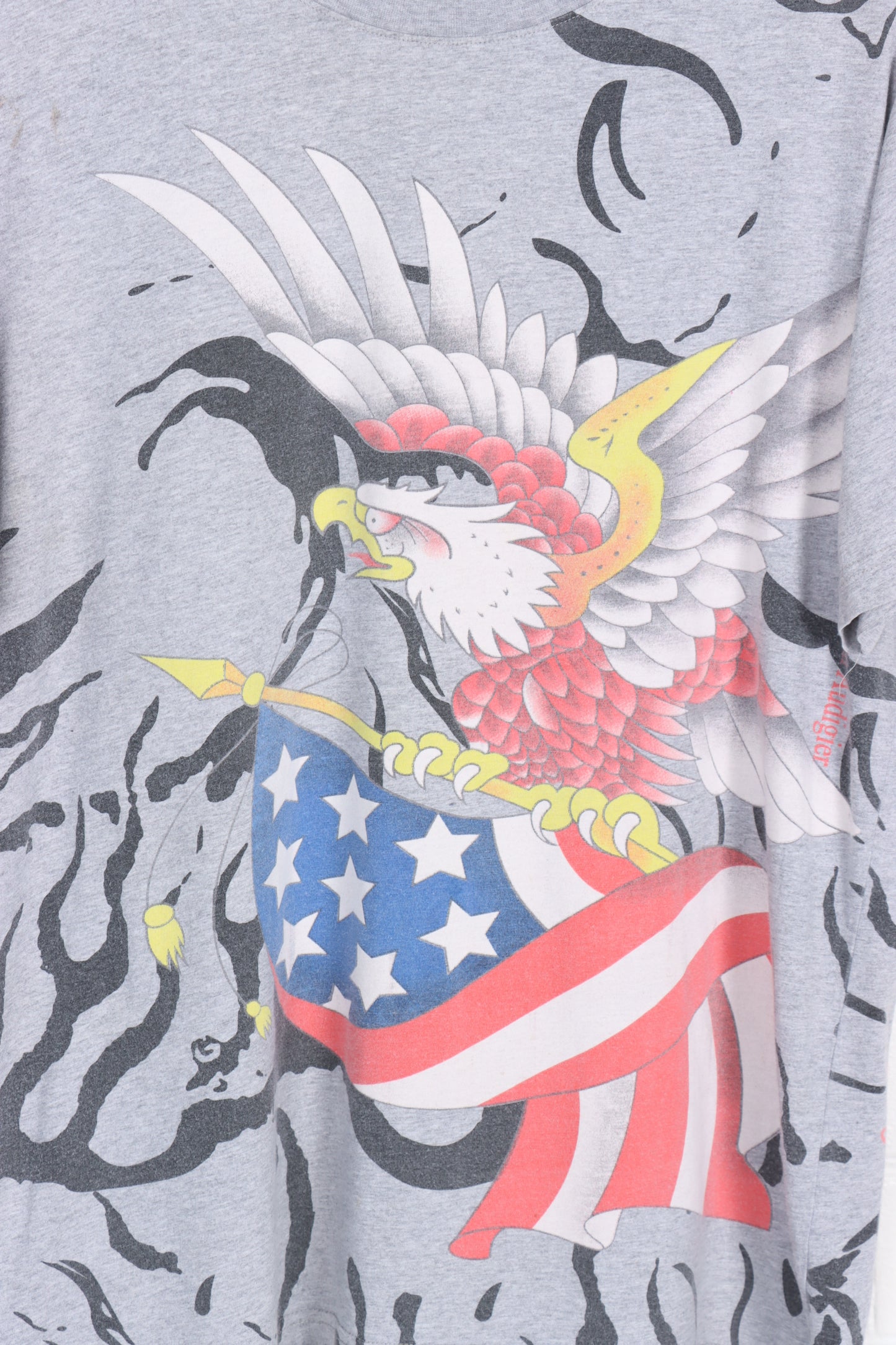 ED HARDY American Eagle Cross Y2K All Over Tee USA Made (L)