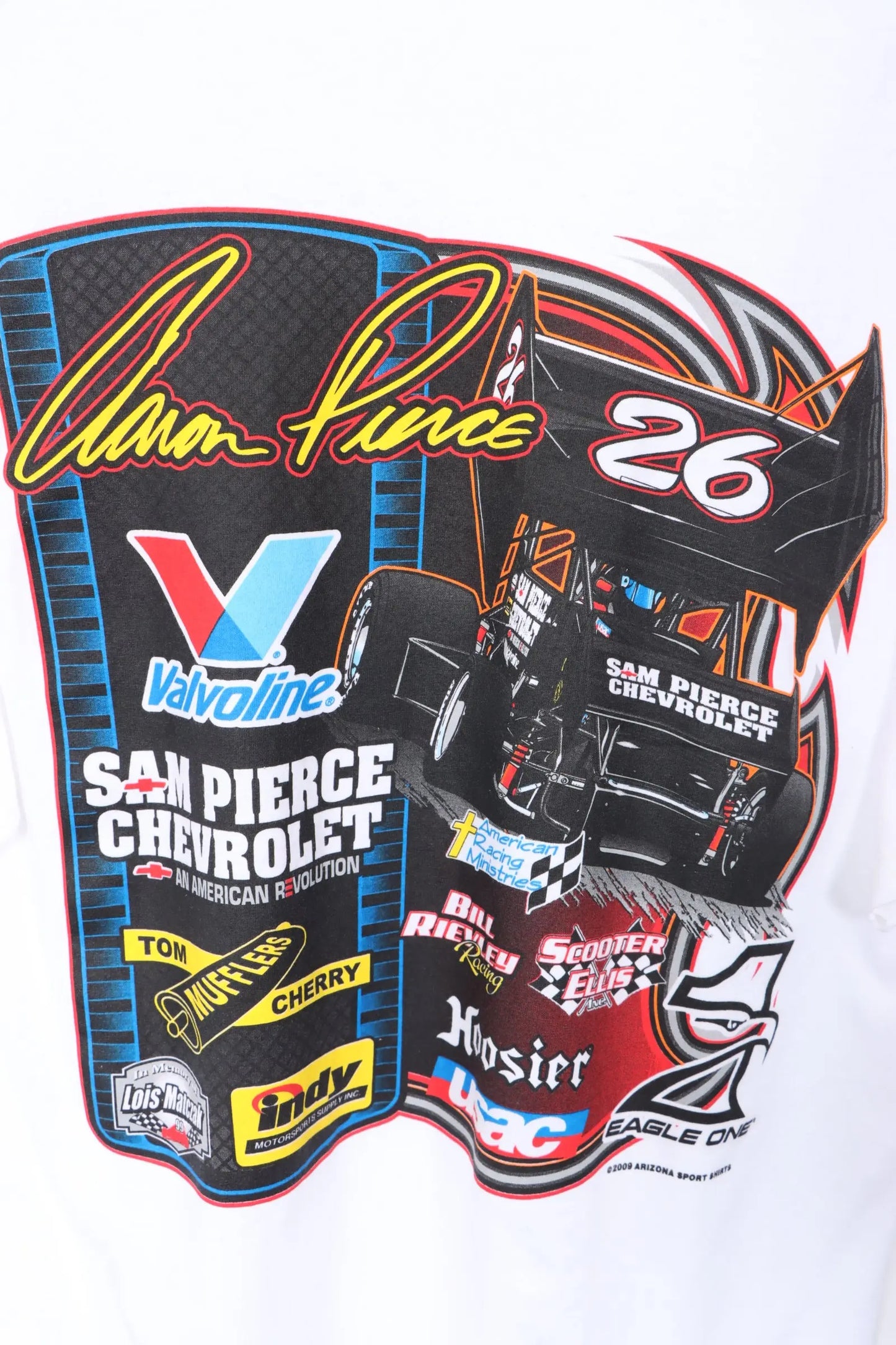 NASCAR Aaron Pierce Front Back Racecar Graphic Print Tee (L-XL) Vintage Sole Melbourne