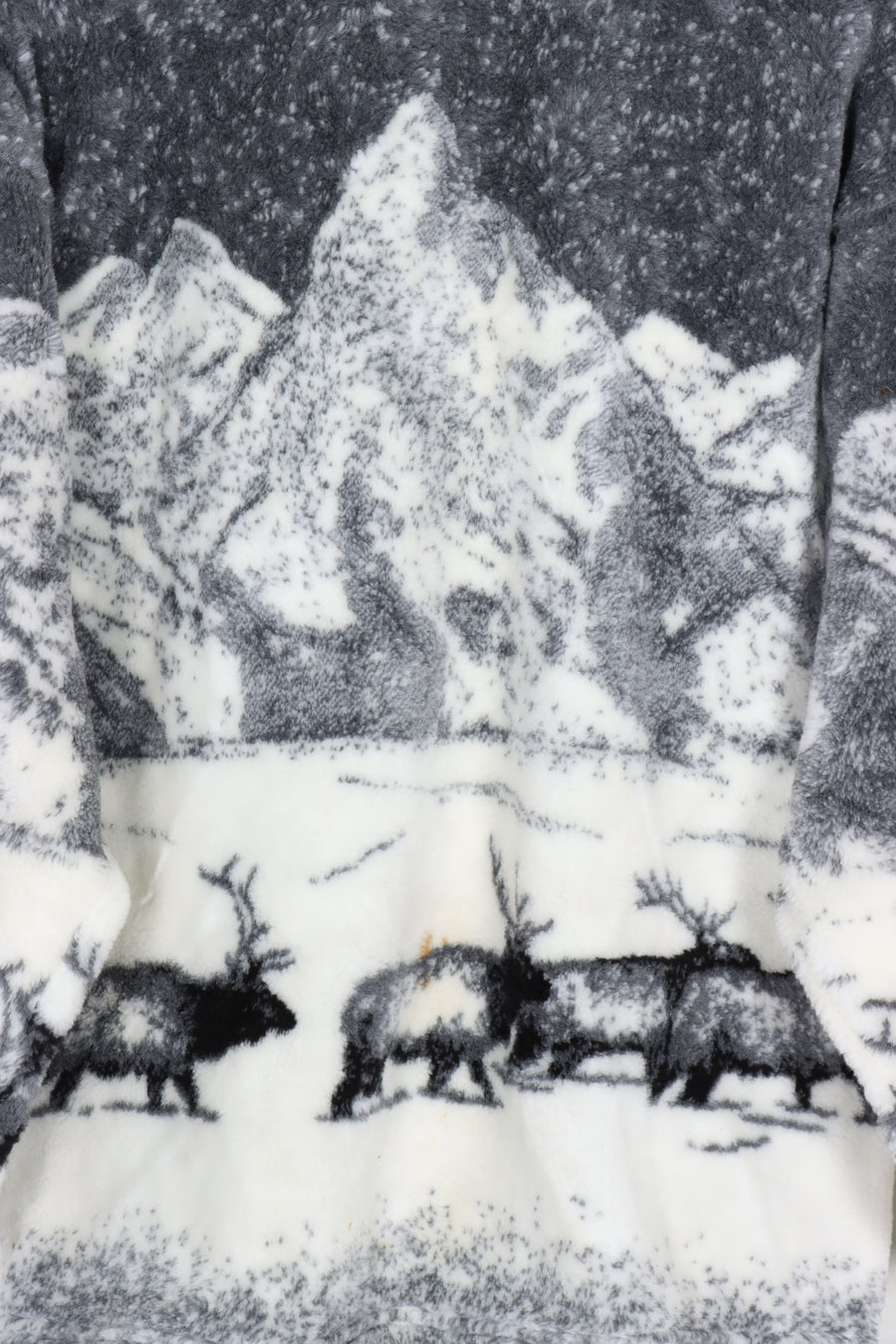 REDHEAD Moose Black & White Mountain Scene All Over Plush Fleece (L-XL)