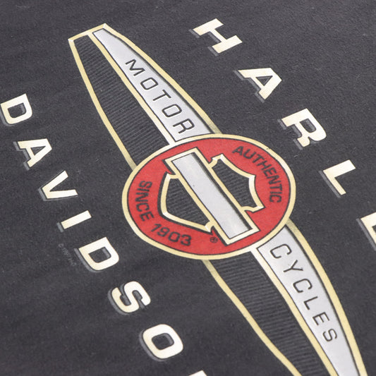 Vintage 1997 HARLEY DAVIDSON Quaid USA Made T-Shirt (XXL) *Aubs Vintage Sole Melbourne