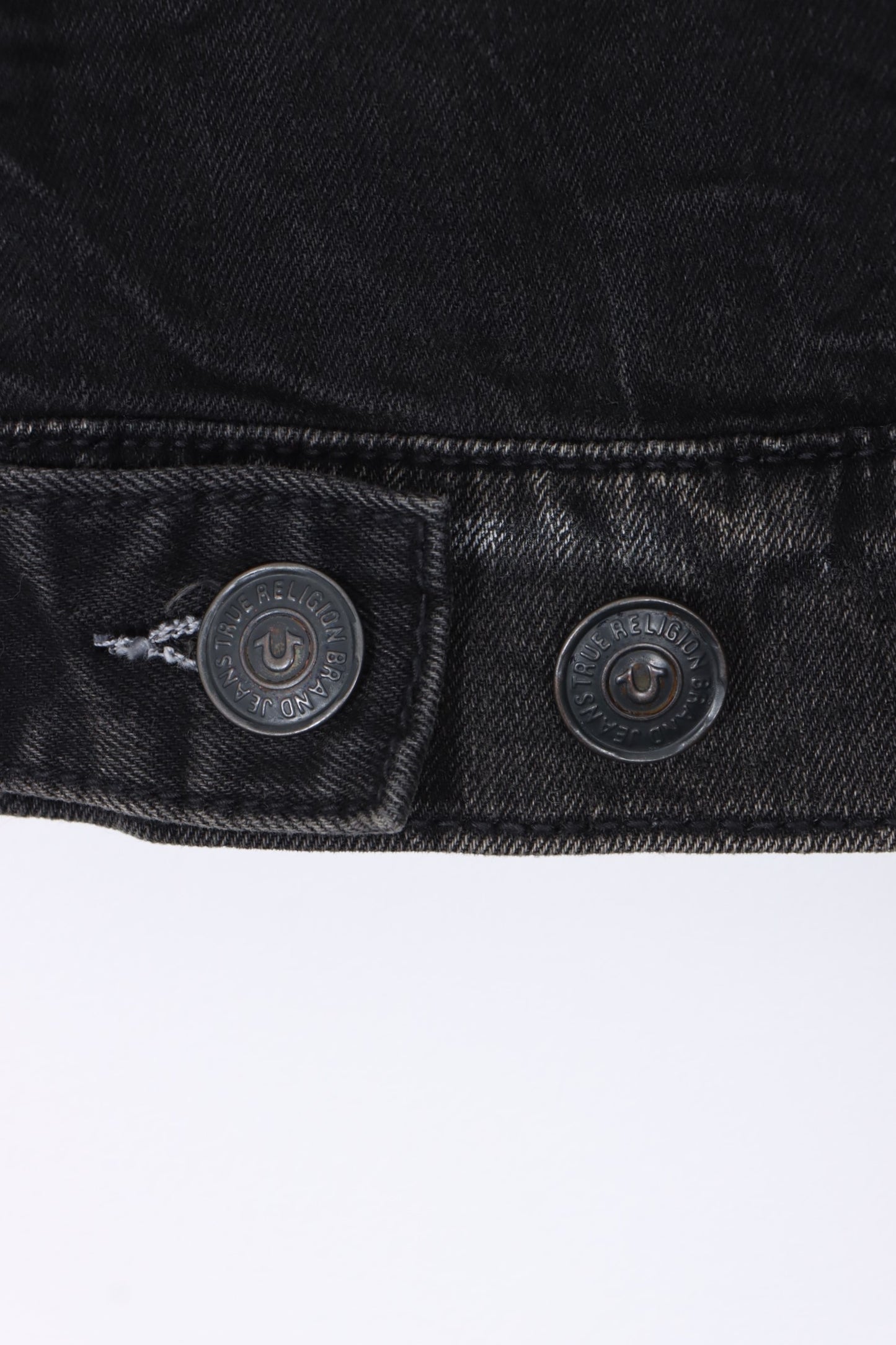 TRUE RELIGION World Tour Black Denim Distressed Jimmy Vest (L)