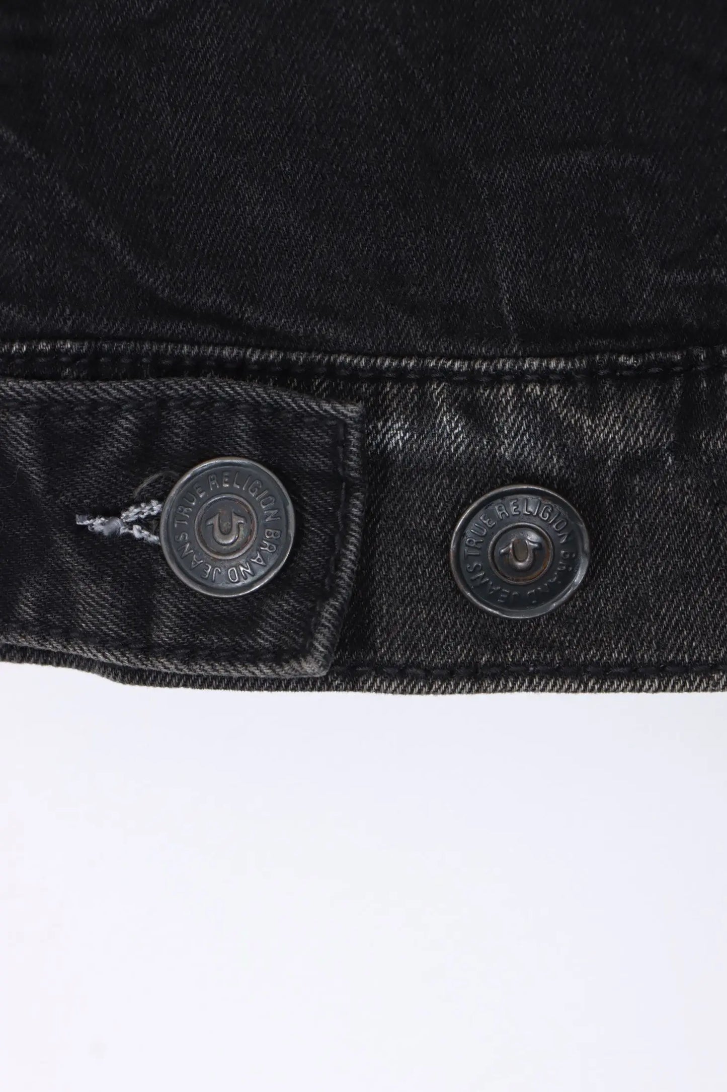 TRUE RELIGION World Tour Black Denim Distressed Jimmy Vest (L) Vintage Sole Melbourne