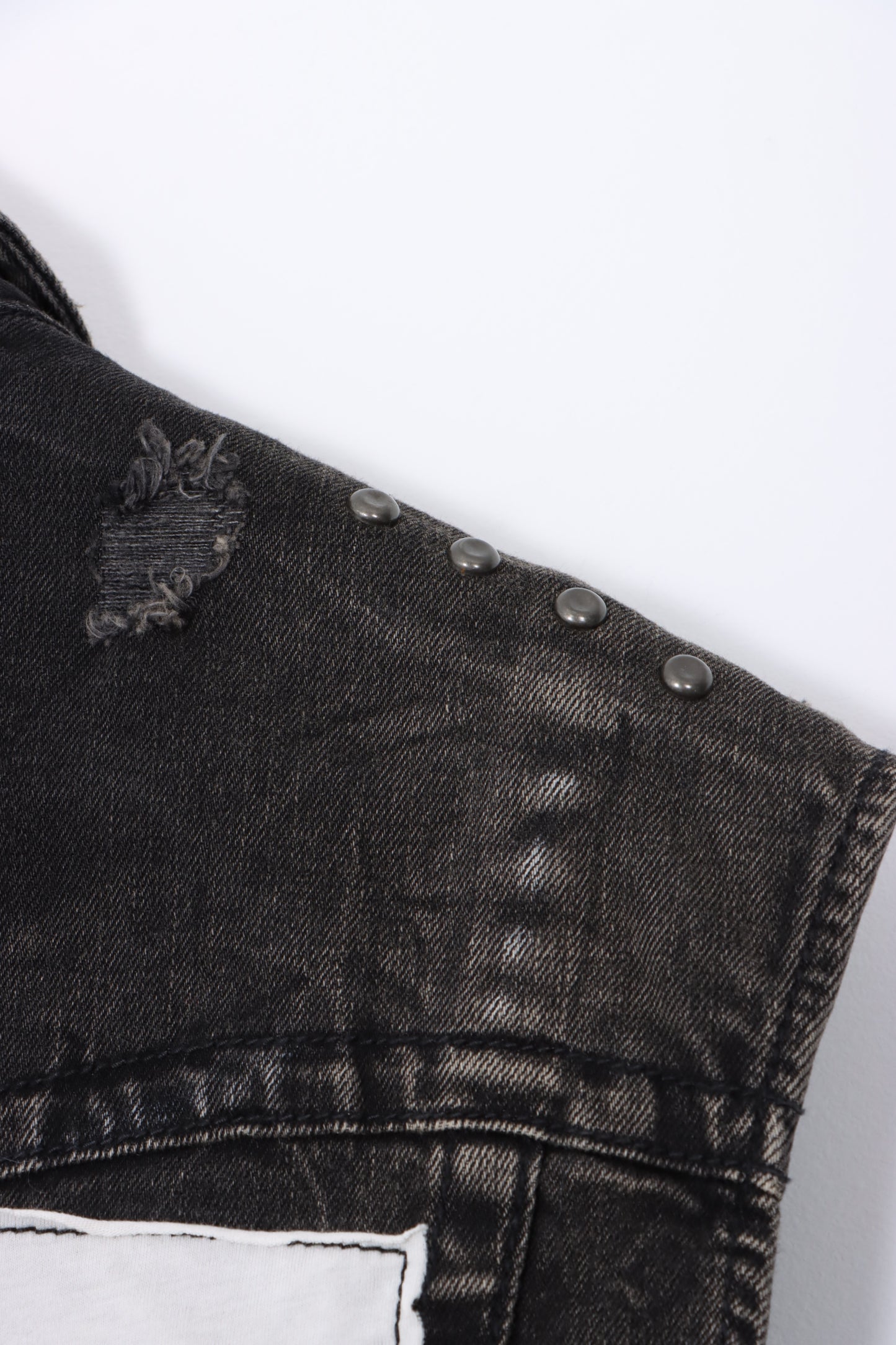 TRUE RELIGION World Tour Black Denim Distressed Jimmy Vest (L)