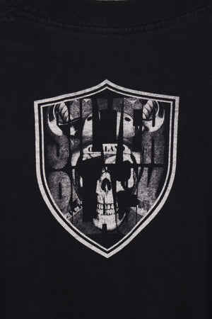Oakland Raiders Silver Black Skeleton NFL USA Made Pro Sport Tee (XXL)