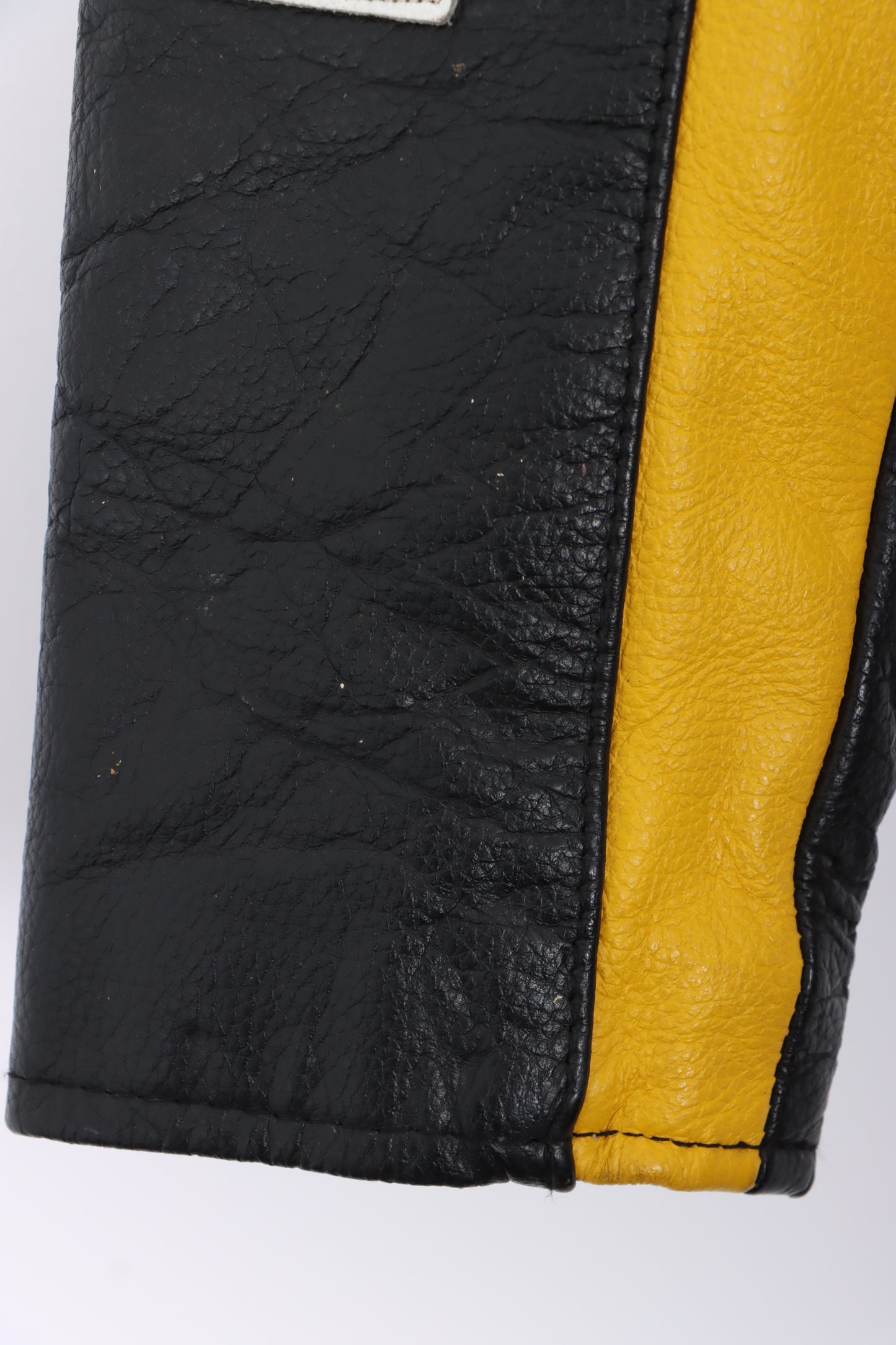 Vintage LUCKY STRIKE Yellow Leather Motorcycle Racing Jacket (XS-S)