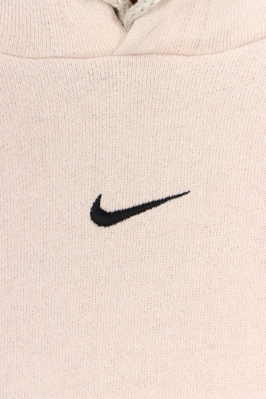 Vintage NIKE Travis Scott Embroidered Centre Swoosh Logo Beige Hoodie (XL)