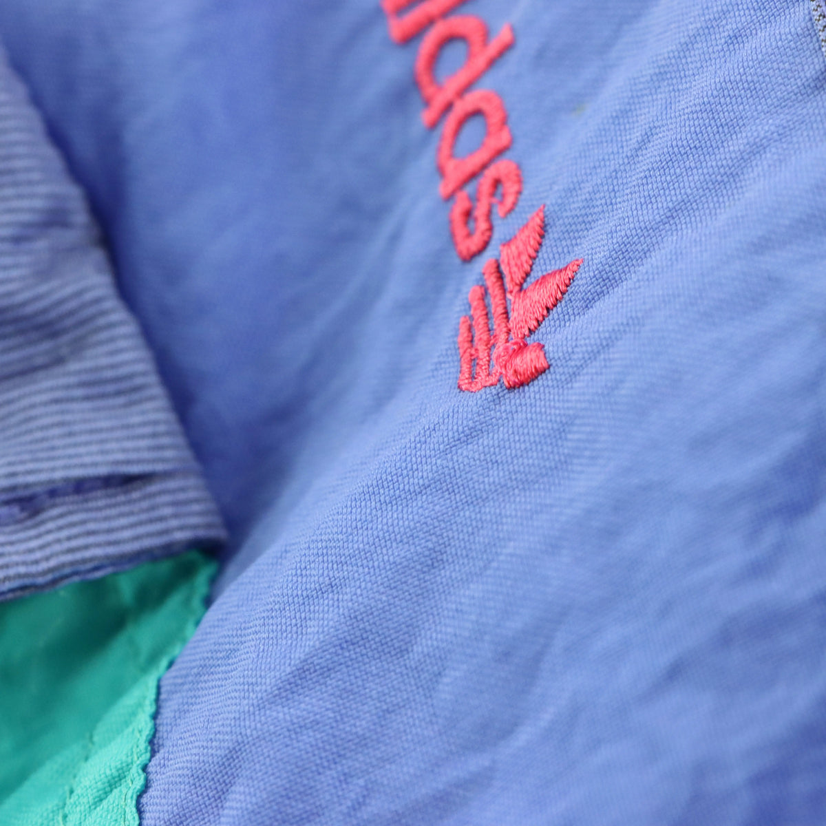 Vintage ADIDAS Teal & Purple Colour Block Pink Embroidered Logo 1/4 Zip Windbreaker Pop Over (XXL-XXXL) ***COCO Vintage Sole Melbourne