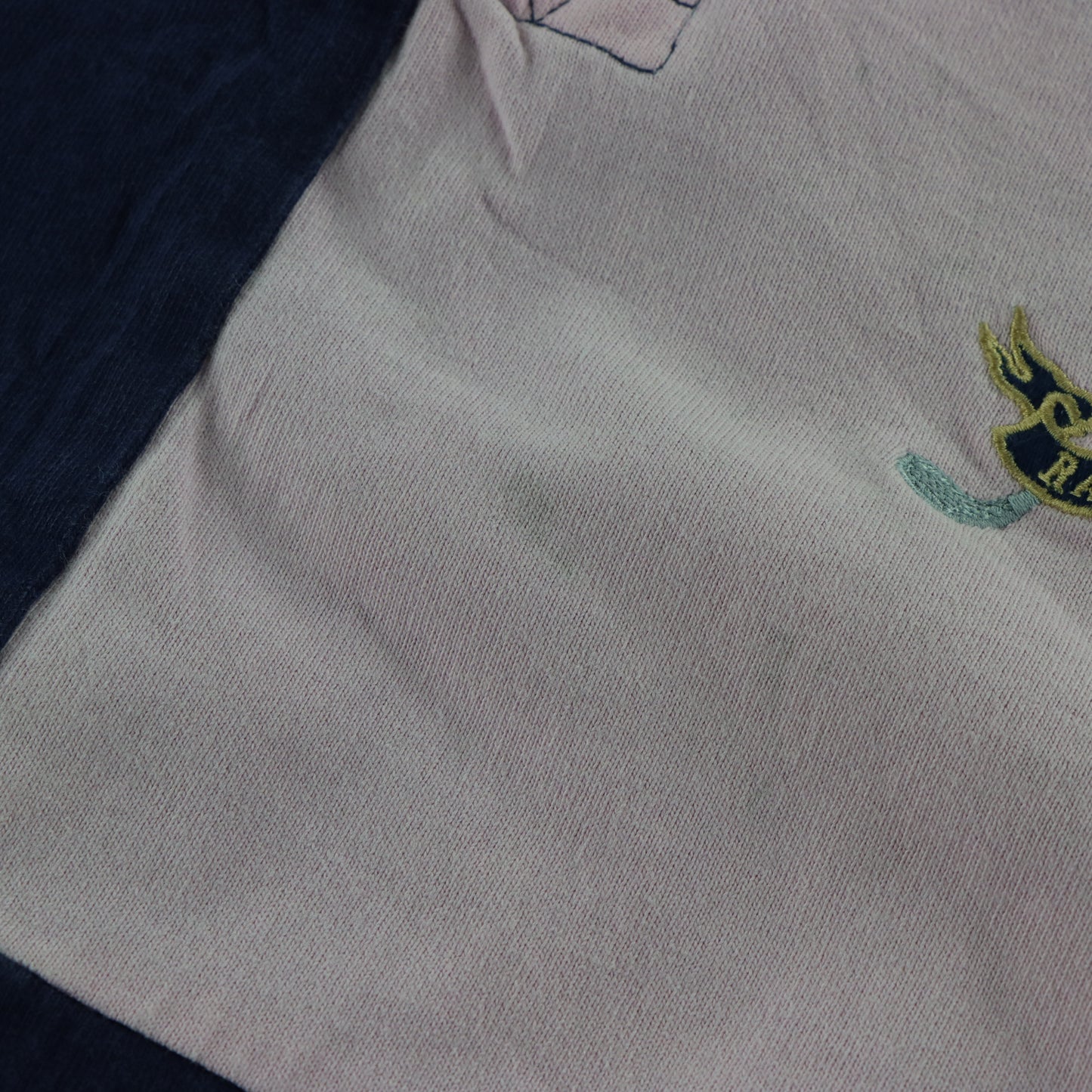RALPH LAUREN POLO 'Custom Fit' Long-Sleeve Pink & Navy Blue Colour Block Rugby Jumper (XXL)
