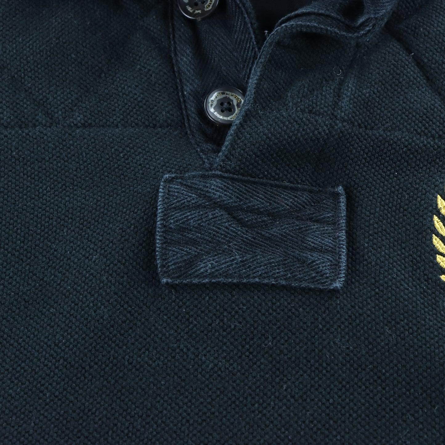 RALPH LAUREN POLO Custom Fit 'Snow Challenge' Patch Black Rugby Jumper (S)