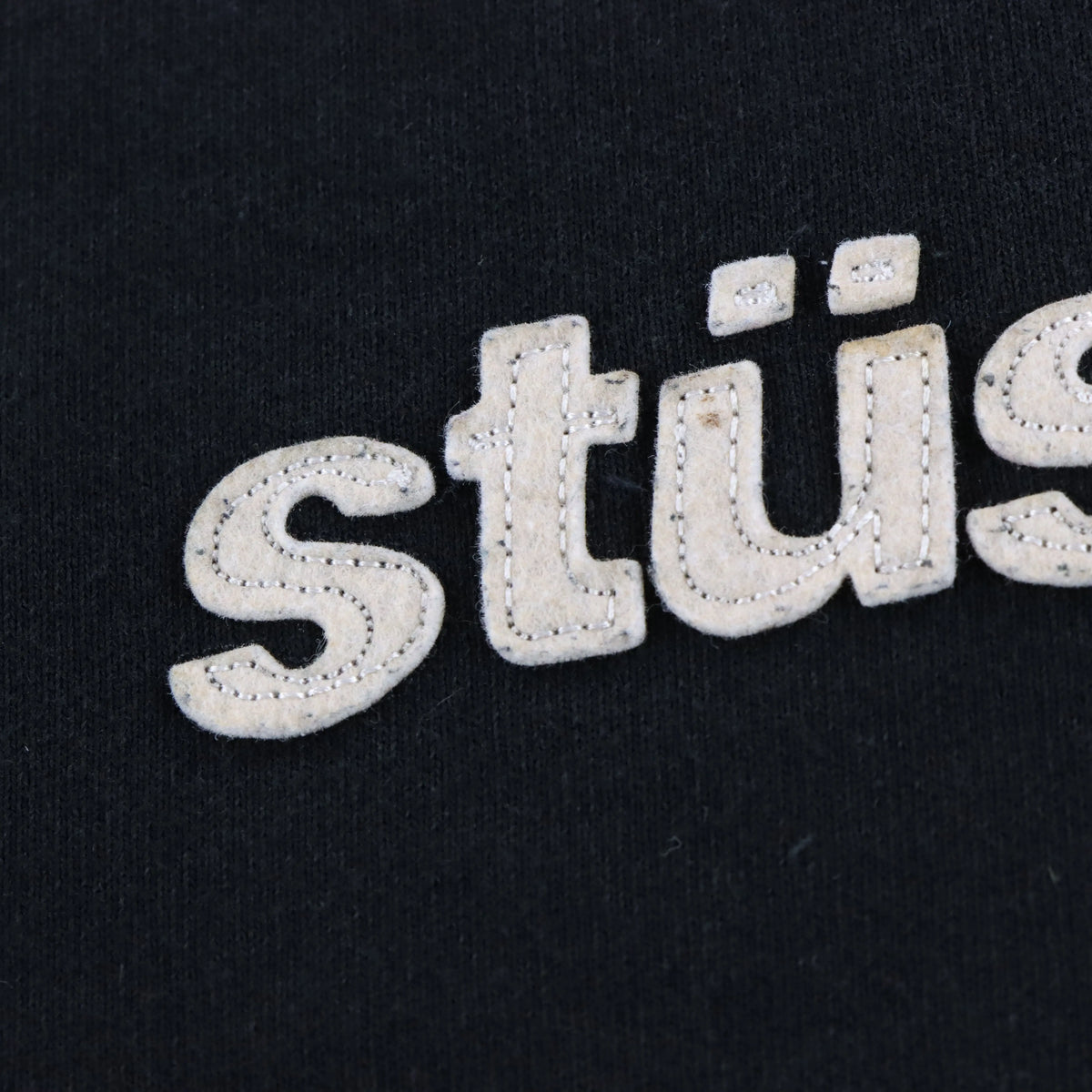 Vintage STUSSY Sport Black & Blue Embroidered Spell Out Logo Sweatshirt (L) ***COCO Vintage Sole Melbourne