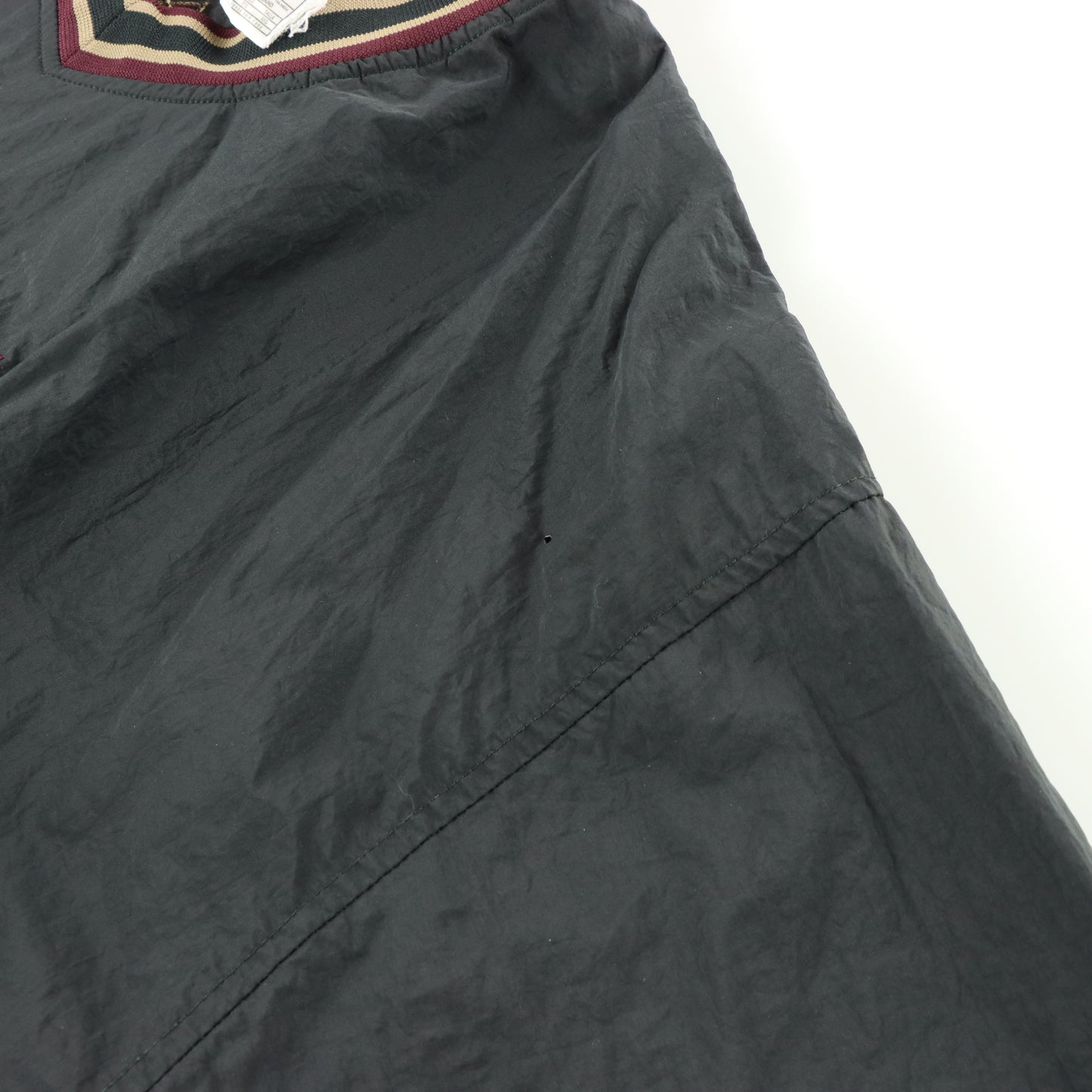 NIKE Big Embroidered Centre Swoosh Black & Maroon V-Neck Windbreaker Pop Over (XXL)
