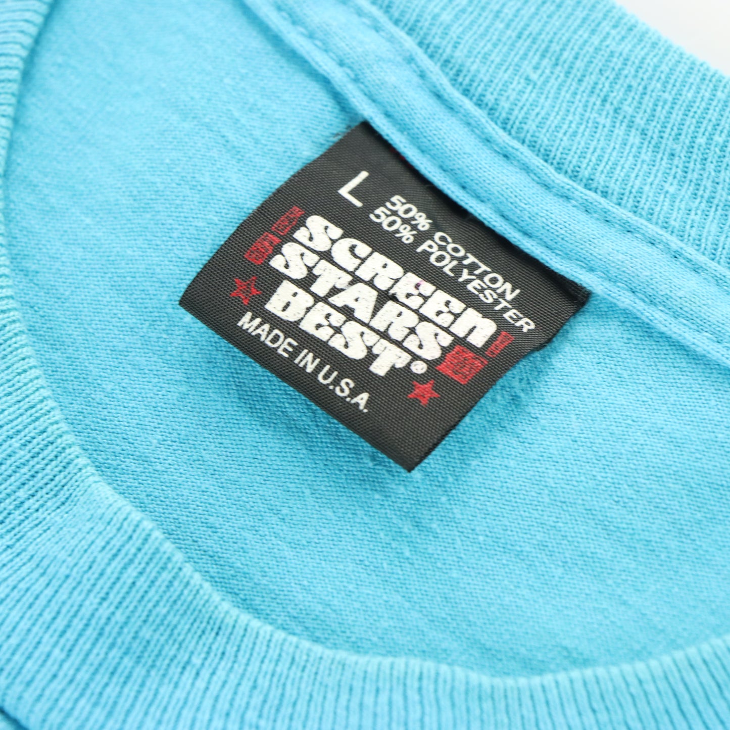 PROPERTY OF JESUS Religious USA Made Single Stitch Turquoise Tee (M-L)