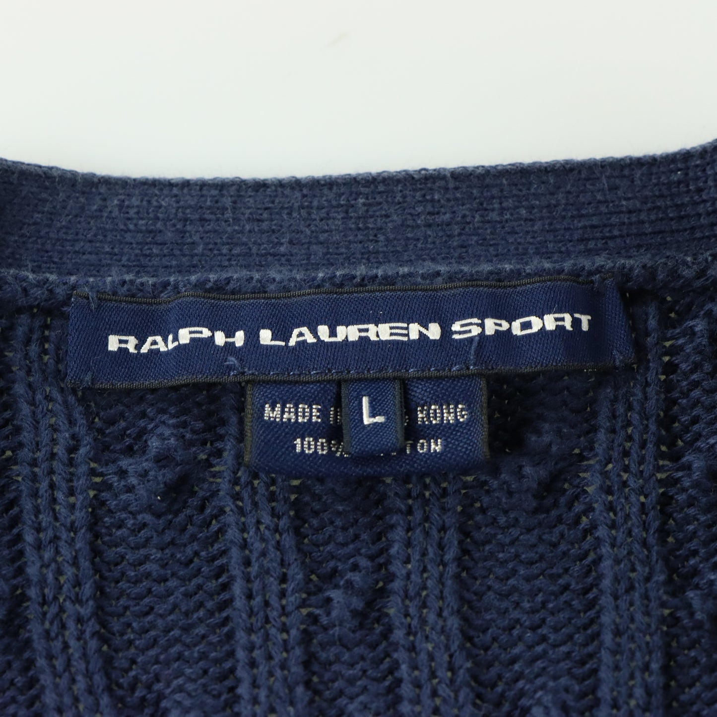 RALPH LAUREN SPORT Navy Blue Cable Knit Button Up Knit Cardigan (M-L)