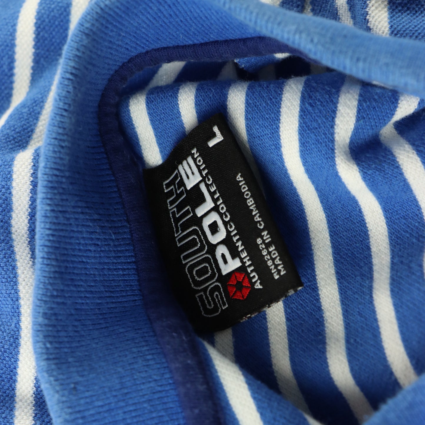 SOUTHPOLE Y2K Blue & White Striped Collared Cotton Polo (L-XL)