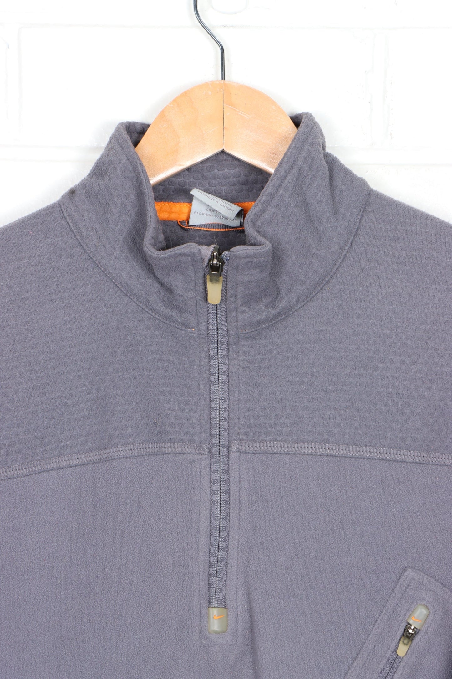 NIKE Thermal Grey & Orange Colour Block 1/4 Zip Fleece Sweatshirt (M-L)
