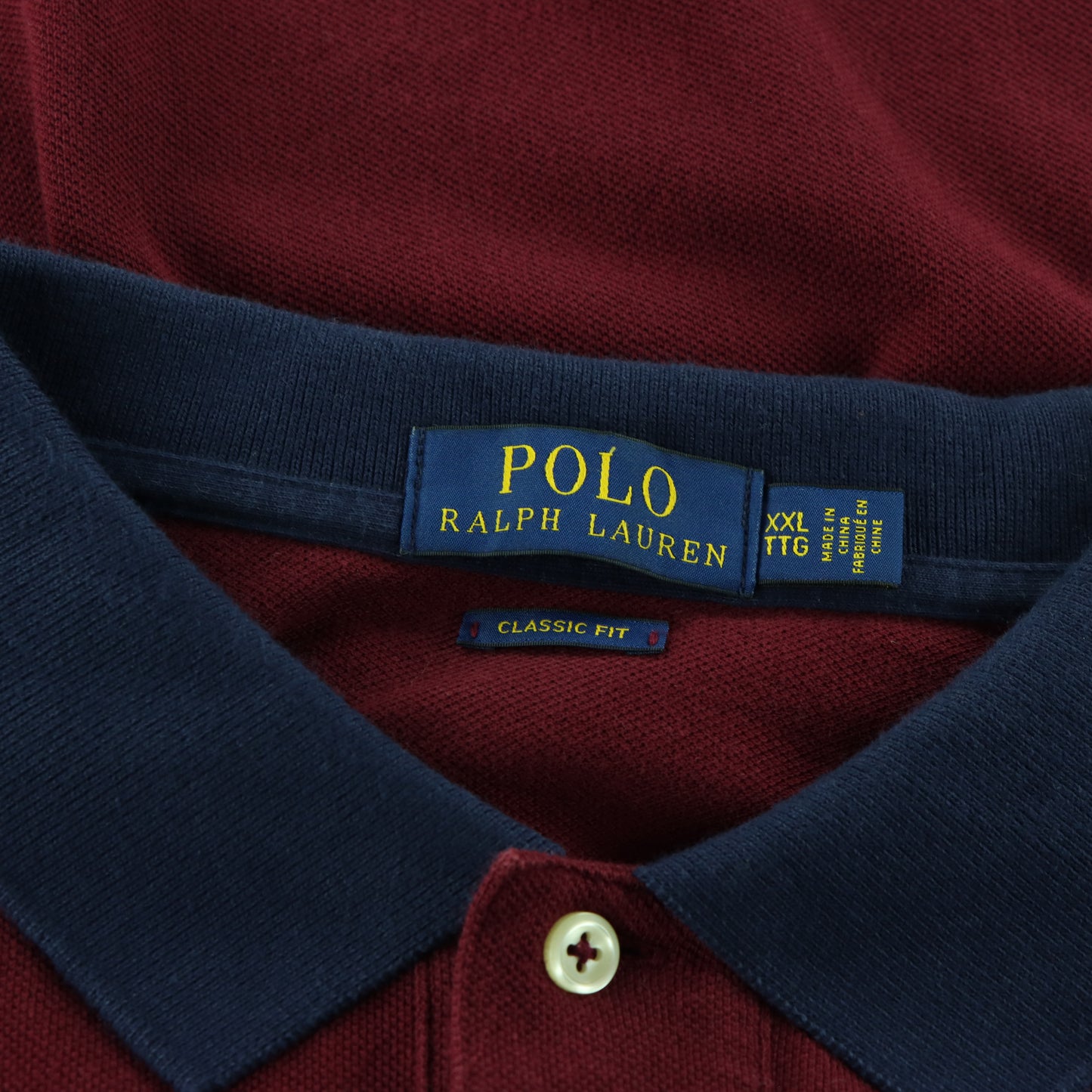 RALPH LAUREN POLO Maroon & Navy Large Pony Classic Polo Shirt (XXL)