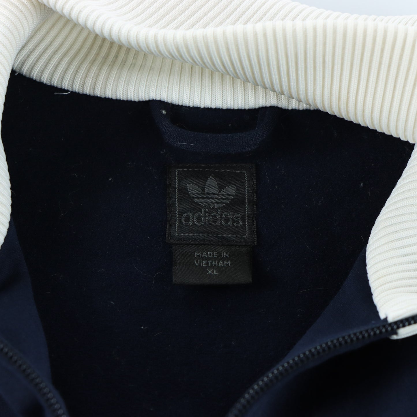ADIDAS Vintage Navy & Blue White Collared Zip-Up Fitted Jacket (S-M)