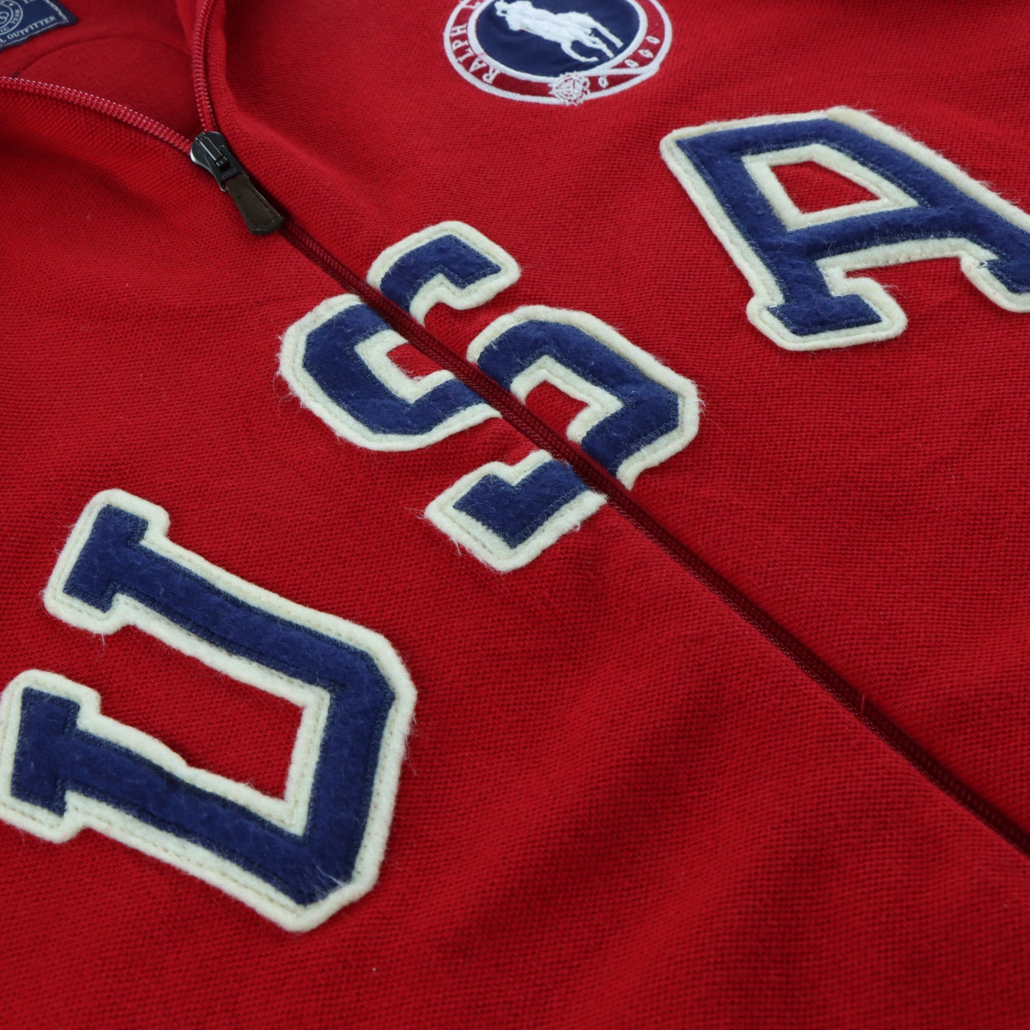 RALPH LAUREN POLO Olympic Team 2012 USA Felt Patch Full Zip Sweatshirt (M-L)