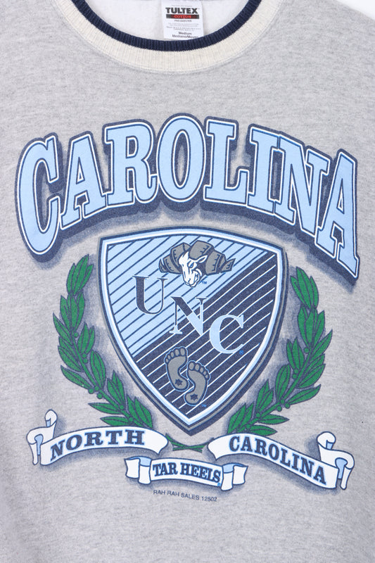 North Carolina Tar Heels Big Spell Out Shield Logo Ringer Sweatshirt USA Made (L)