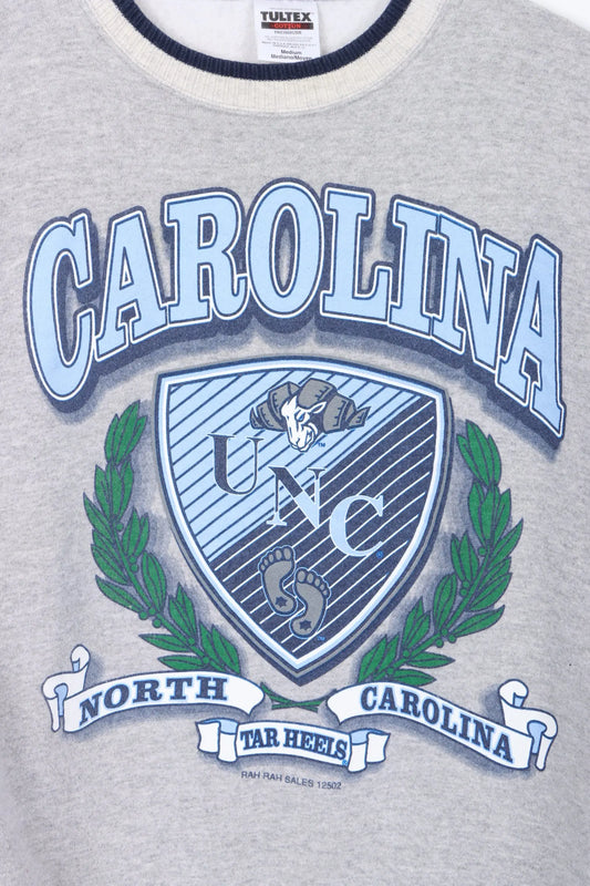 North Carolina Tar Heels Big Spell Out Shield Logo Ringer Sweatshirt USA Made (L) Vintage Sole Melbourne