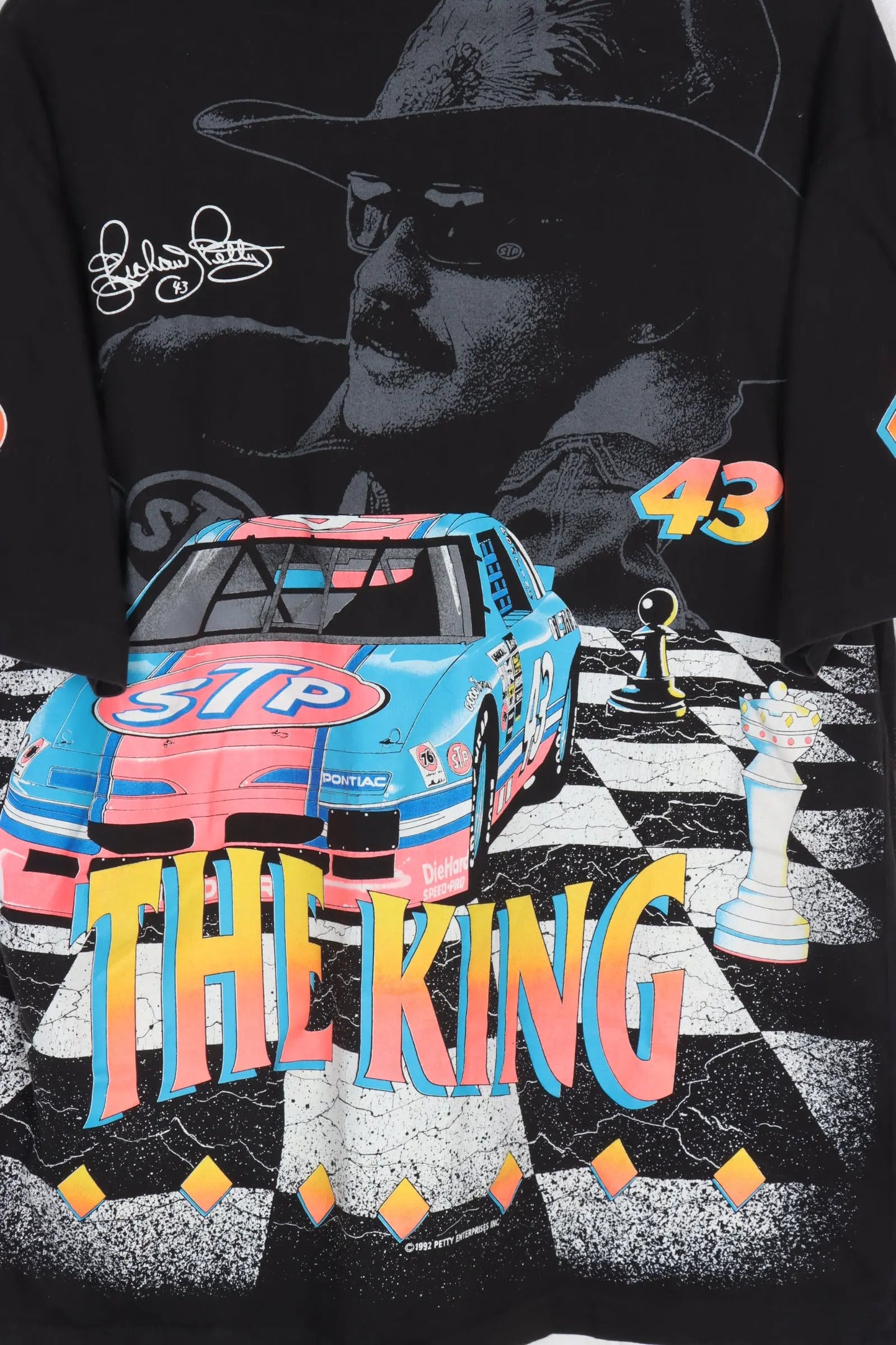 VINTAGE 1992 NASCAR Richard Petty The King Chess All Over T-Shirt (XL) Vintage Sole Melbourne