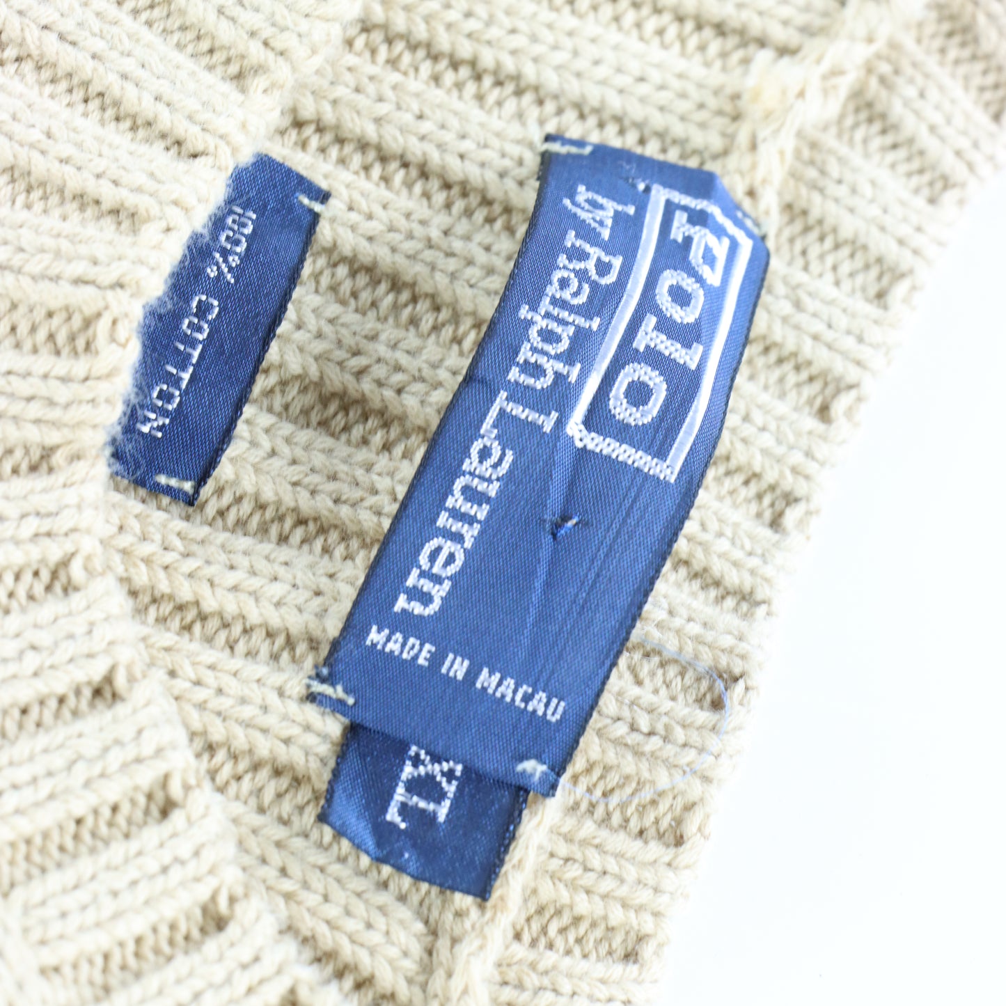 POLO RALPH LAUREN Cable Knit Beige Sweater (L-XL)